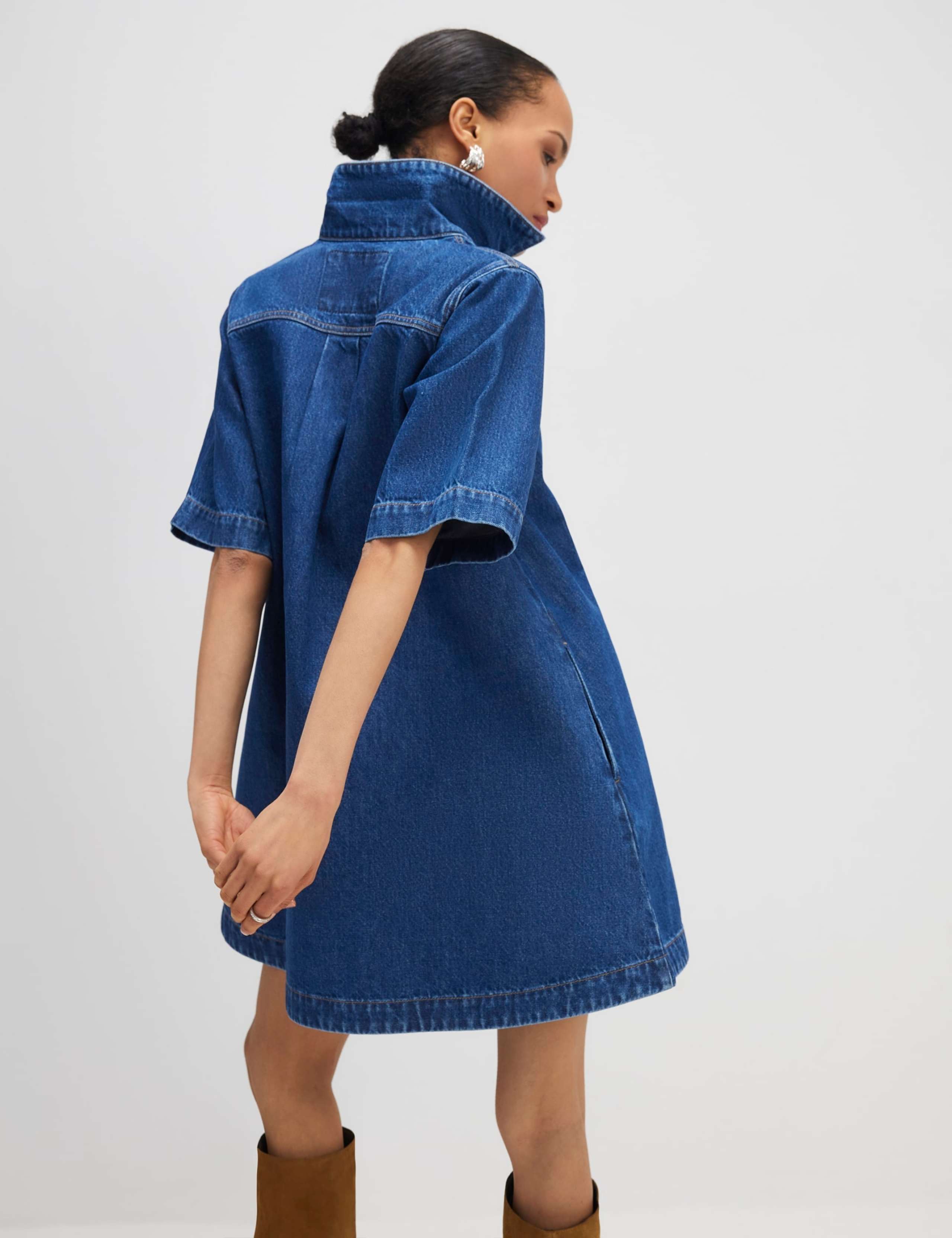 Denim Button Through Mini Shirt Dress 3 of 4