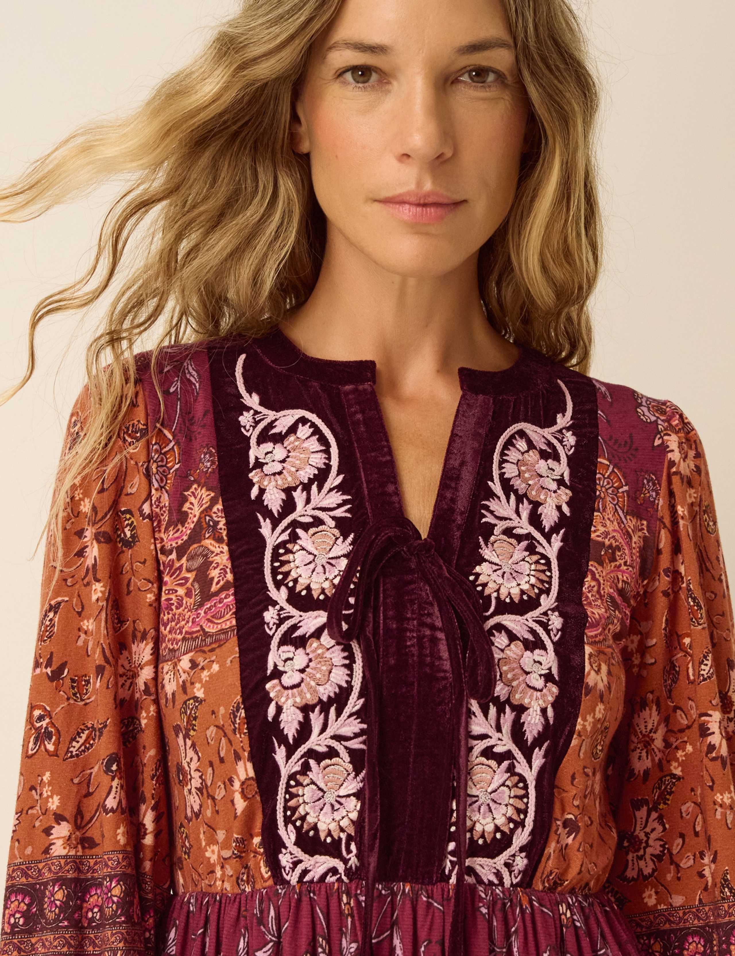 Cotton Rich Printed V Neck Midi Tiered Dress 5 of 5