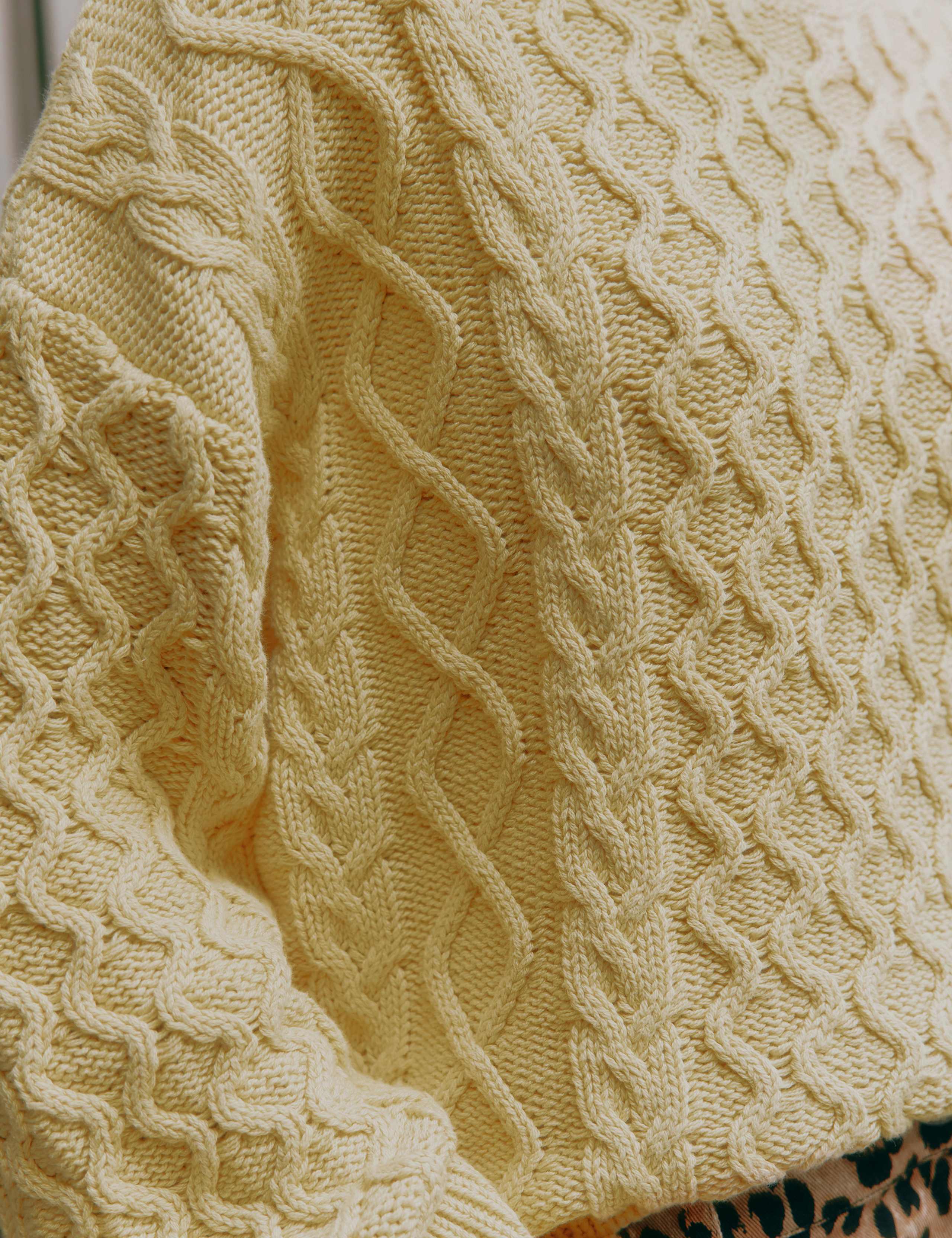 Pure Cotton Cable Knit Crew Neck Jumper 5 of 5