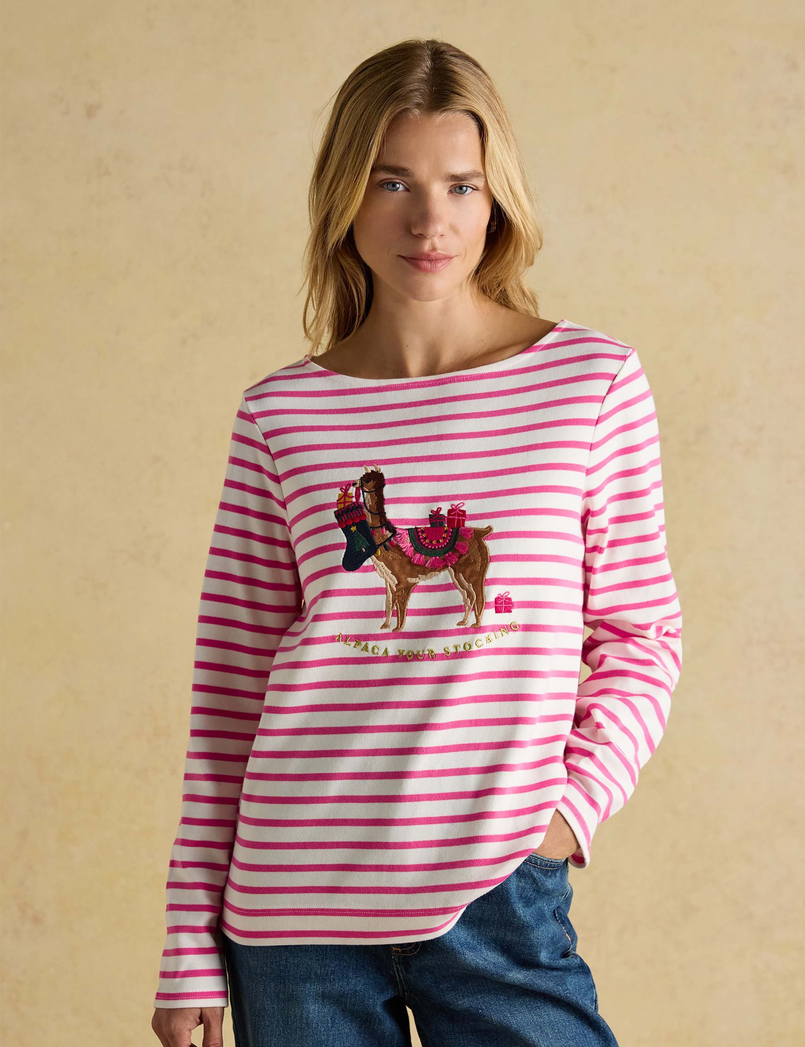 Pure Cotton Striped Alpaca Christmas Top 1 of 7