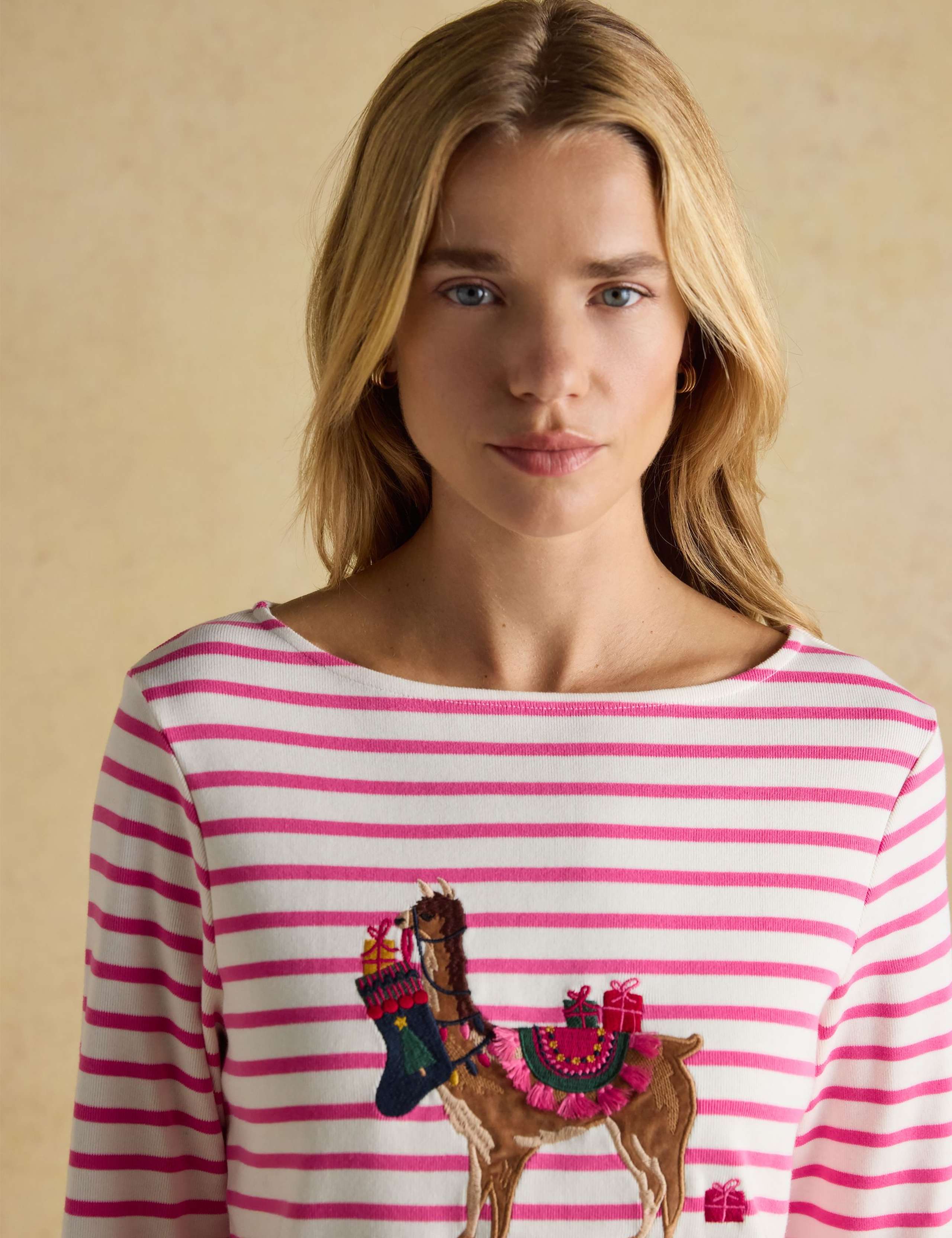 Pure Cotton Striped Alpaca Christmas Top 5 of 7