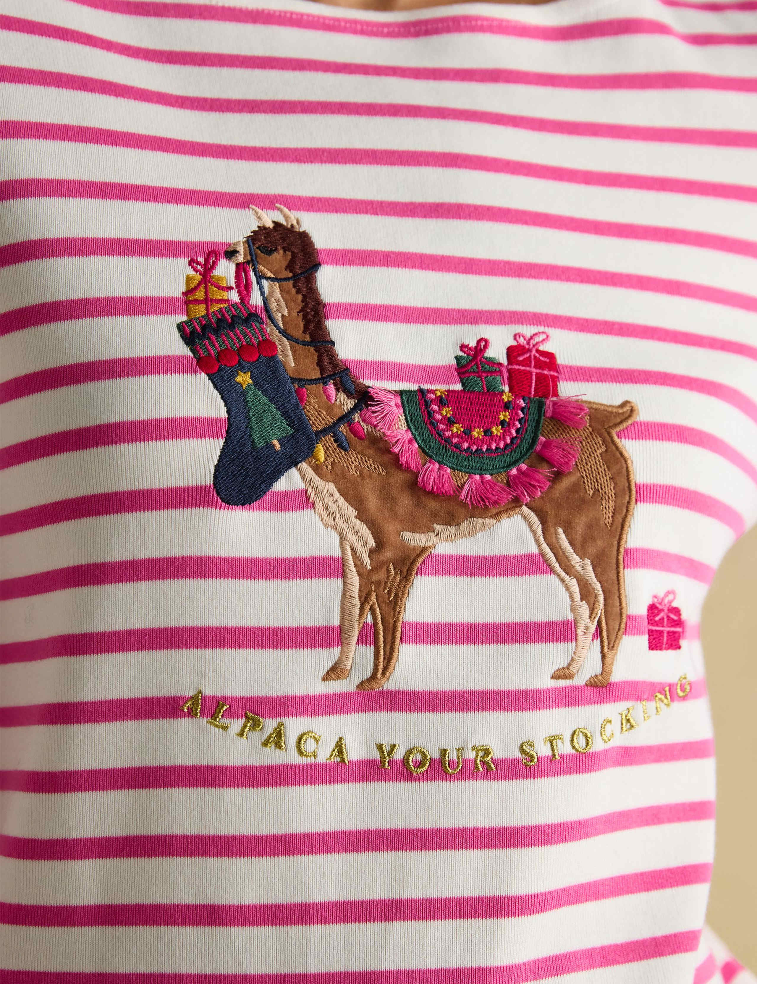 Pure Cotton Striped Alpaca Christmas Top 7 of 7