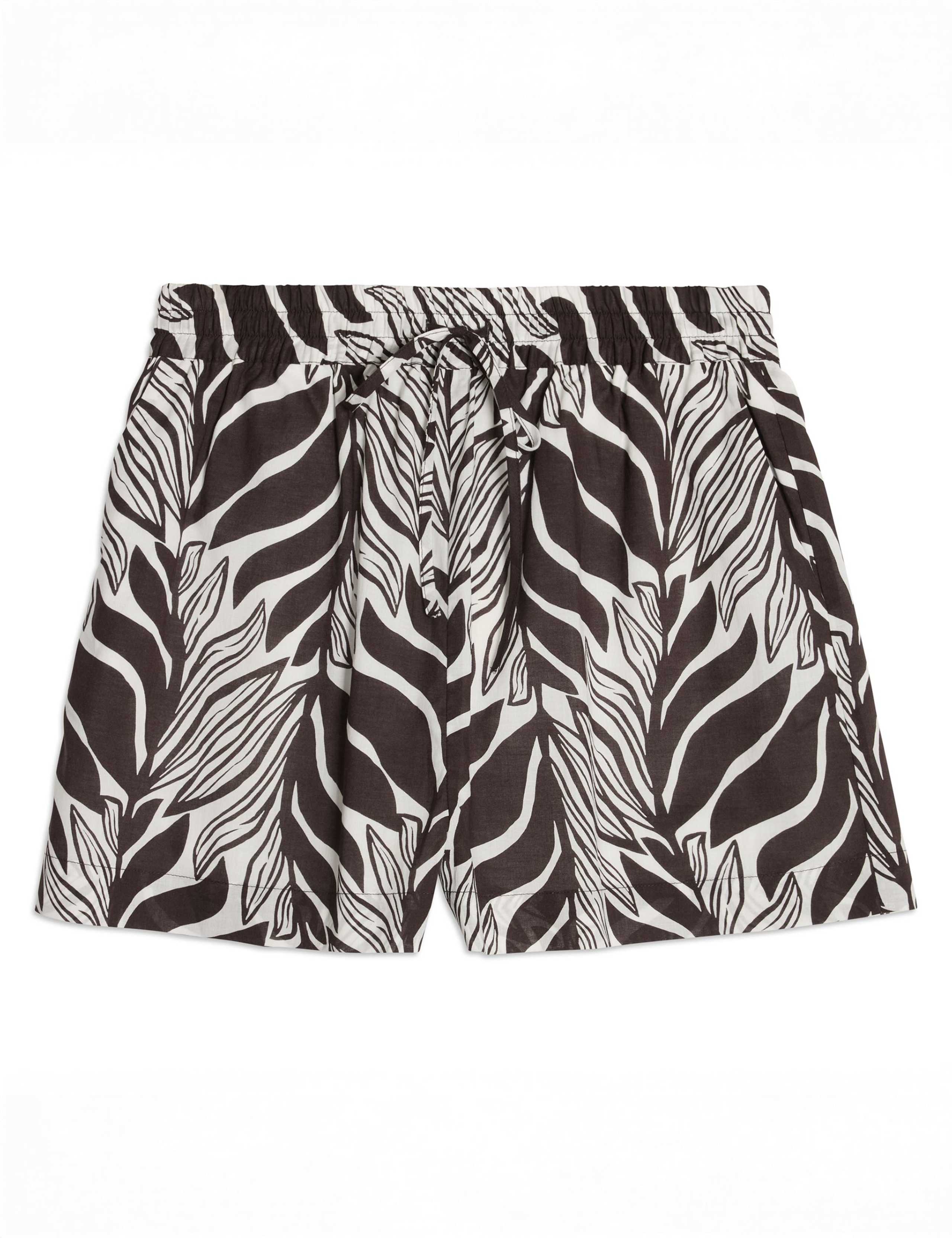 Pure Cotton Palm Print High Waisted Shorts 2 of 6