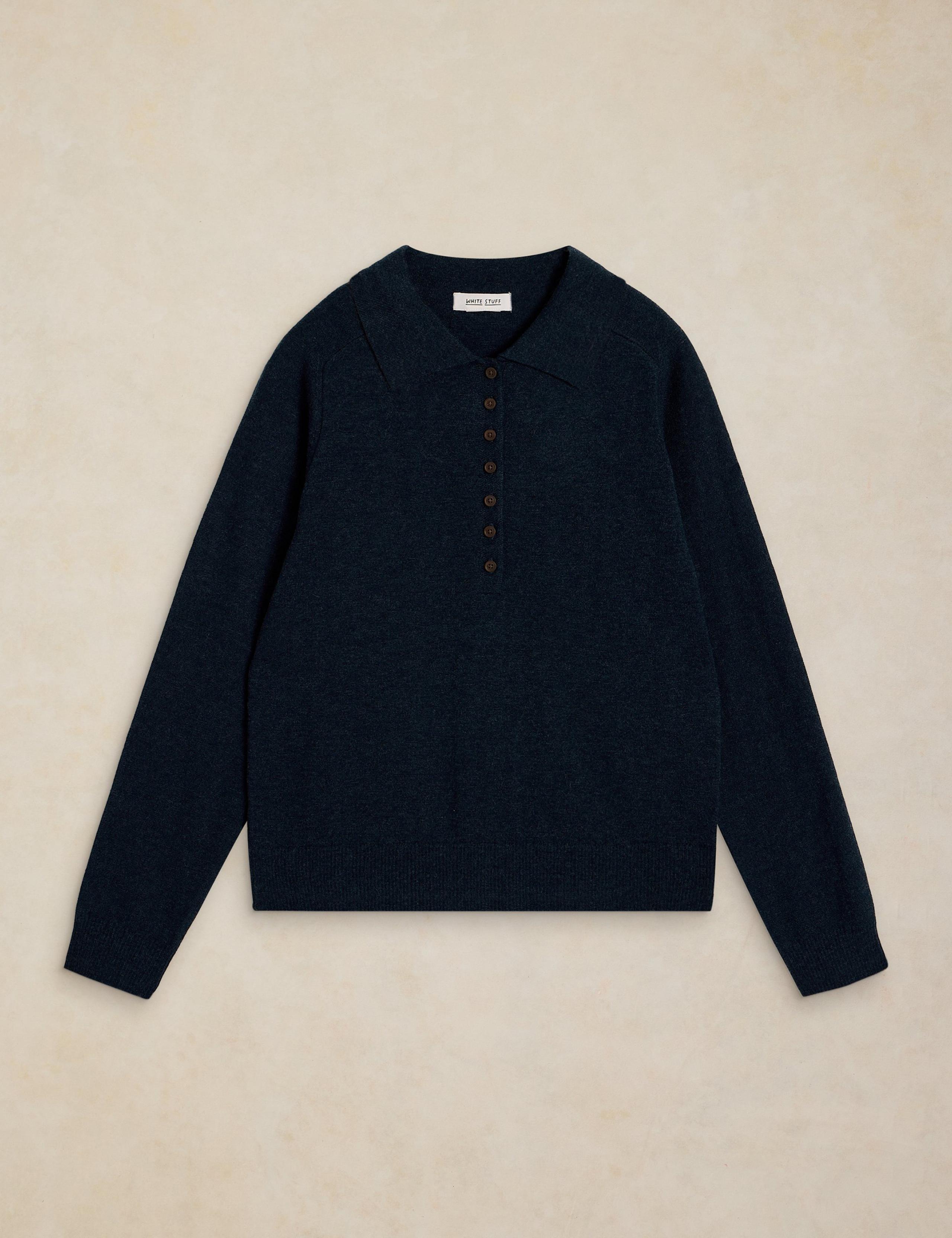 Merino Wool Blend Polo Collar Jumper 2 of 6