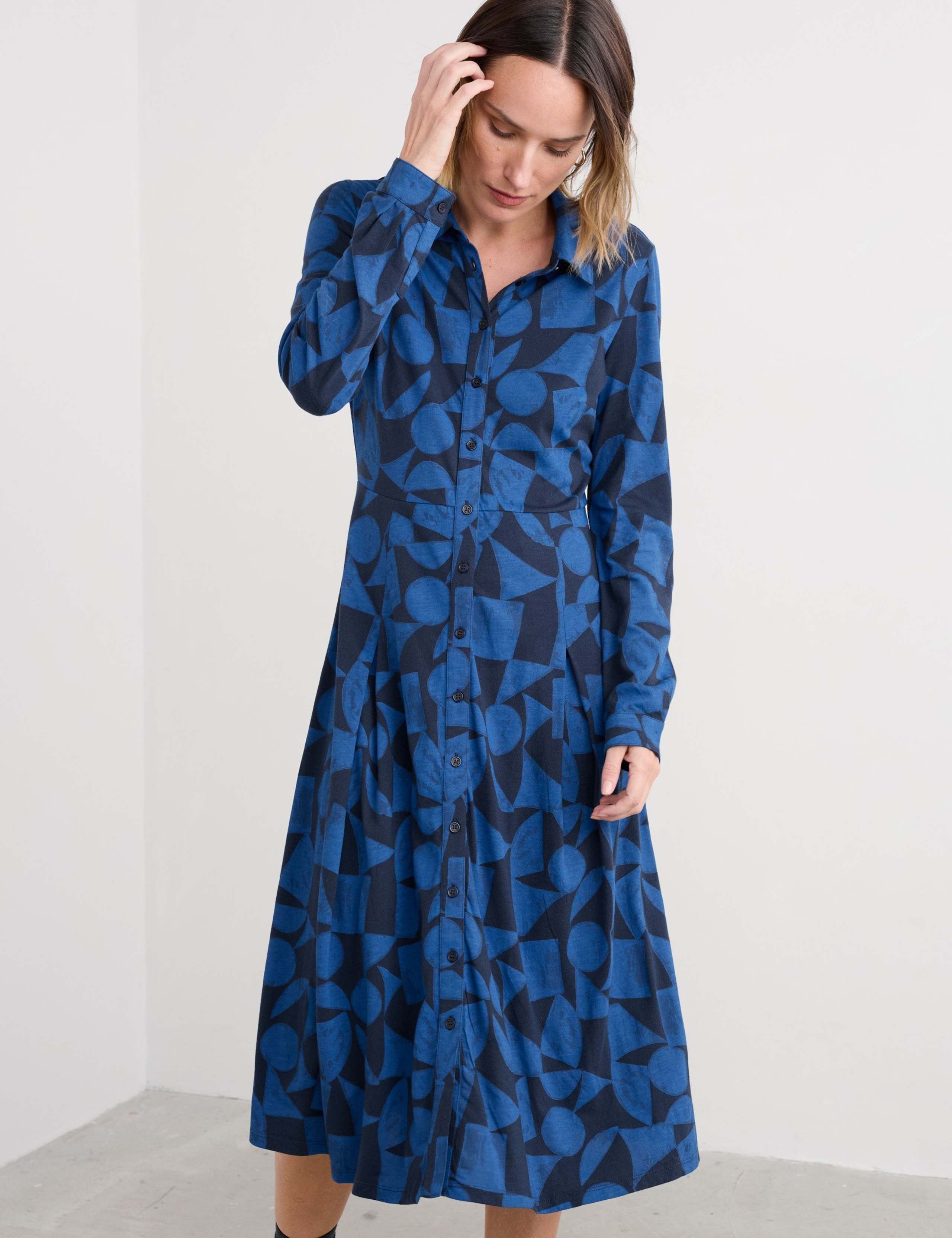Cotton Rich Printed Midi Shirt Dress 4 of 5