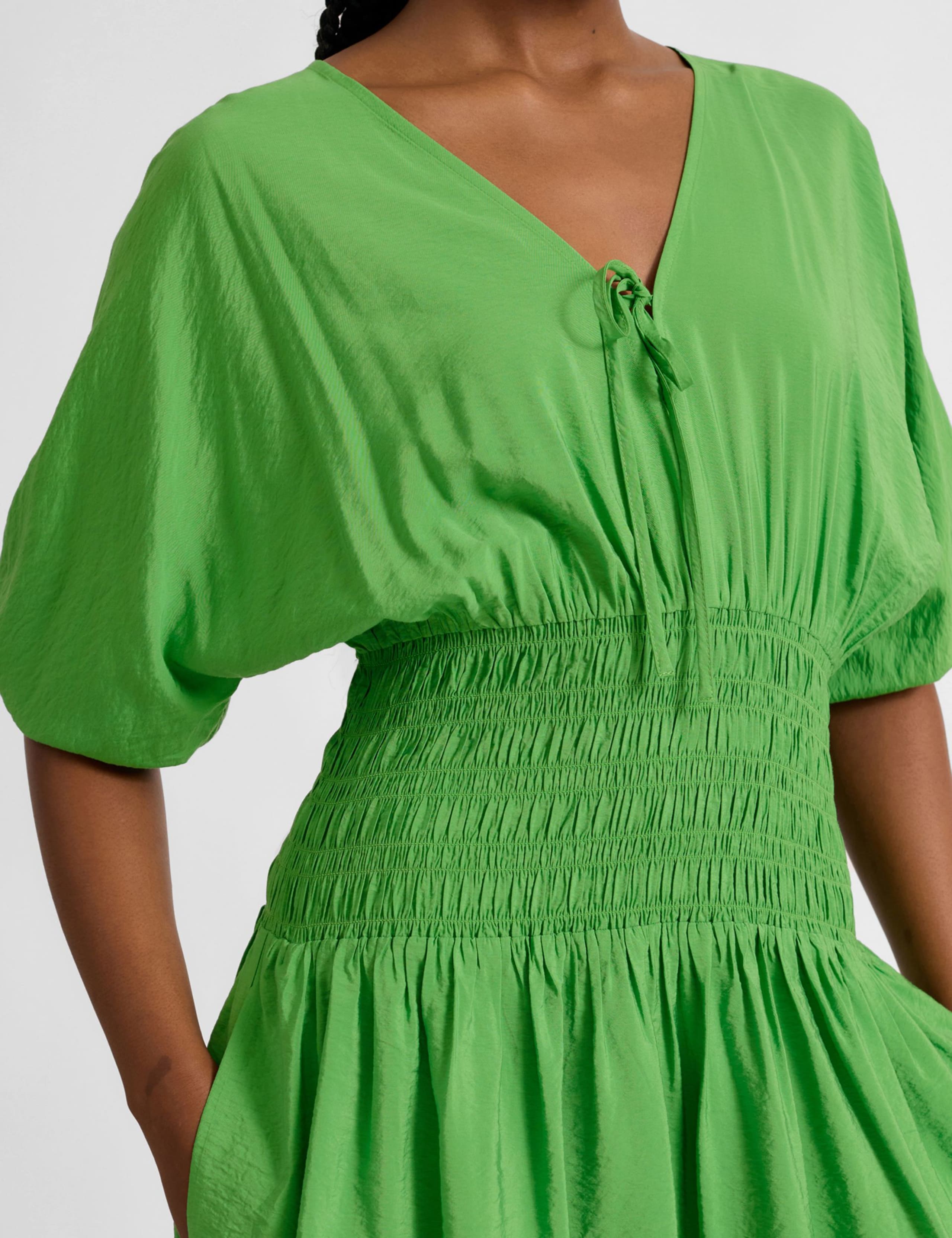 V-Neck Tie Detail Midi Waisted Dress 4 of 4