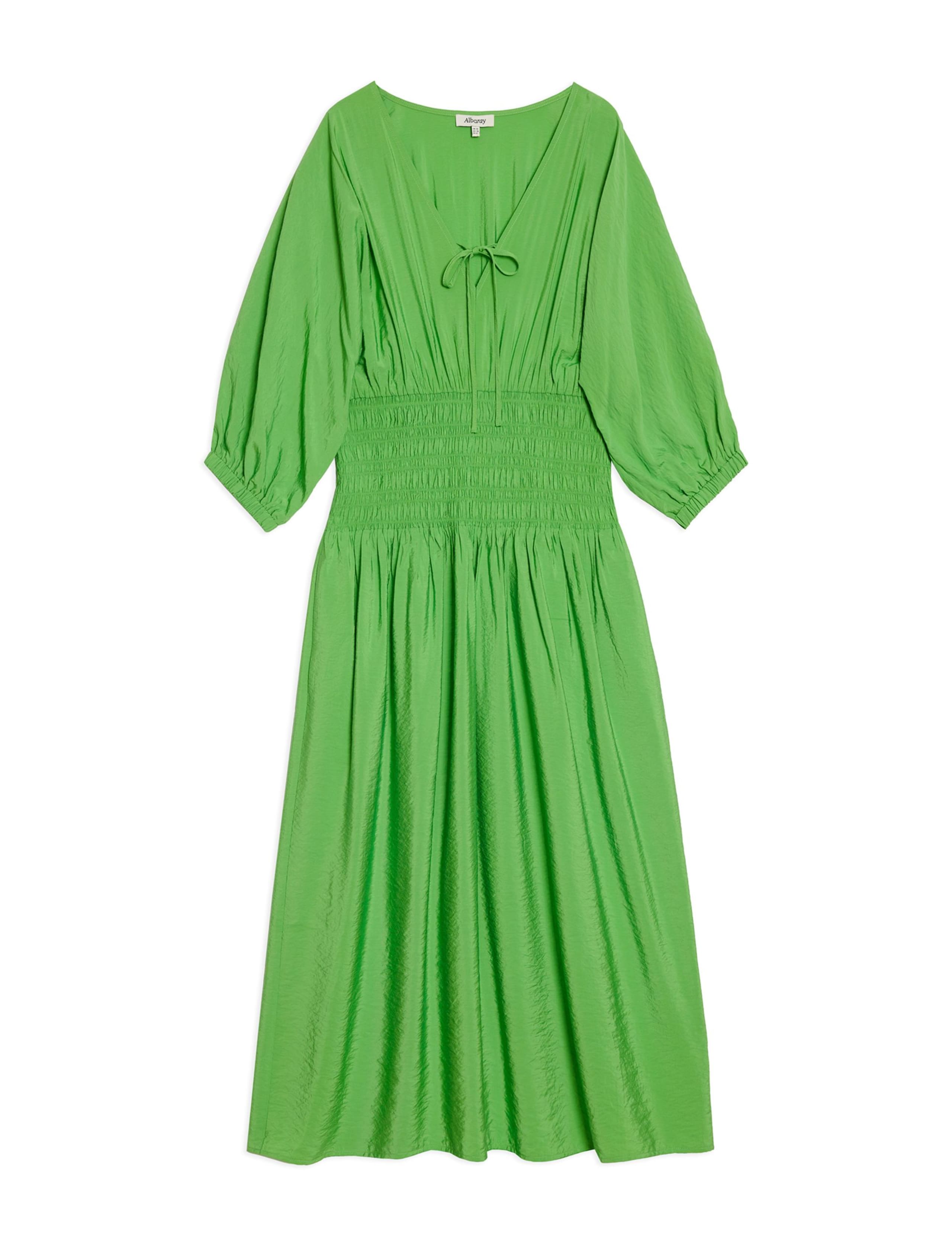 V-Neck Tie Detail Midi Waisted Dress 2 of 4