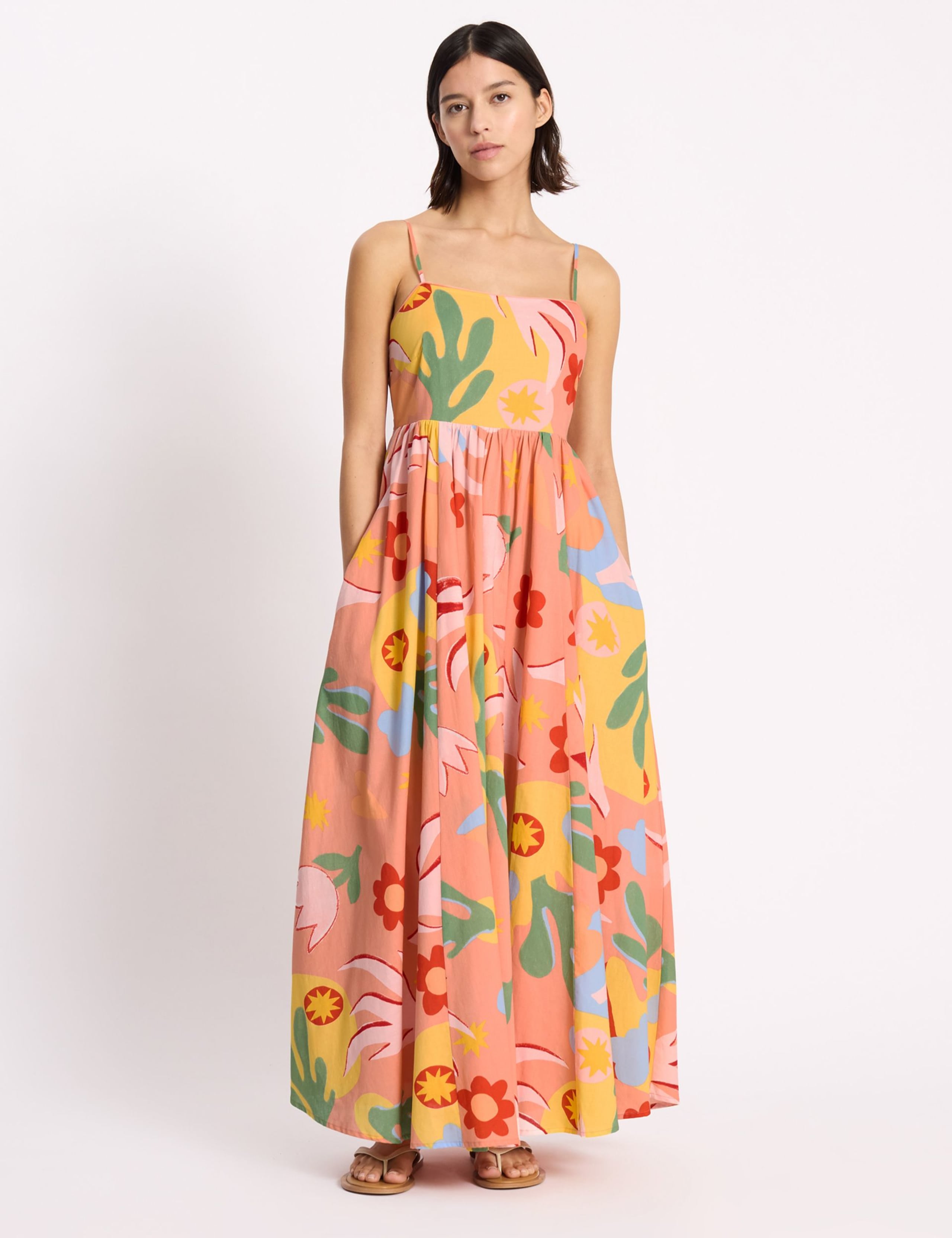 Pure Cotton Tropical Print Strappy Beach Dress 3 of 6
