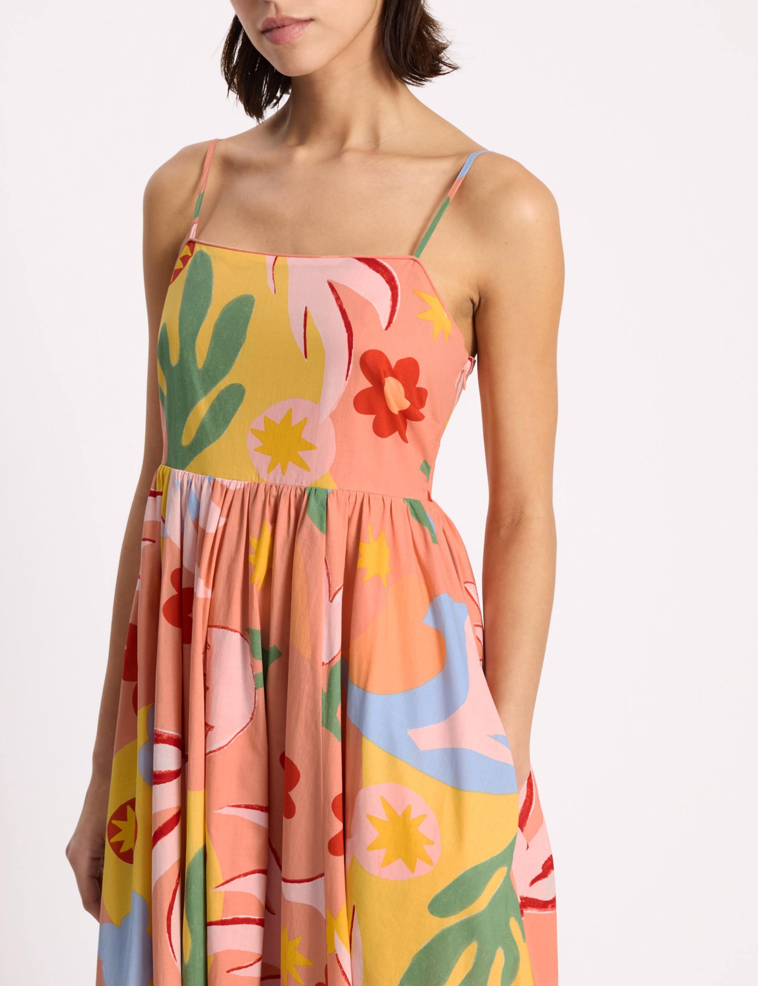 Pure Cotton Tropical Print Strappy Beach Dress 5 of 6