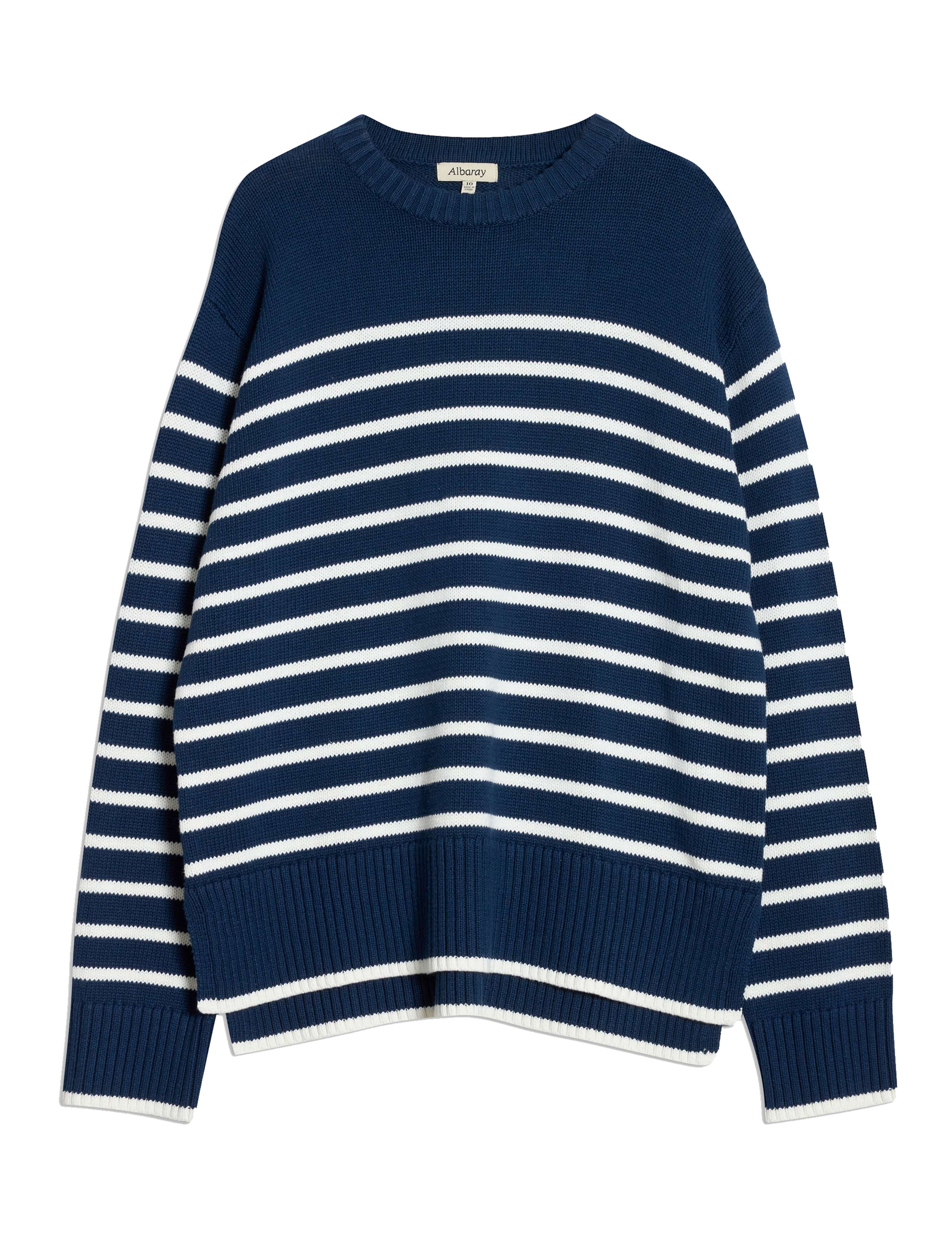 Pure Cotton Striped Stepped Hem Jumper 2 of 5
