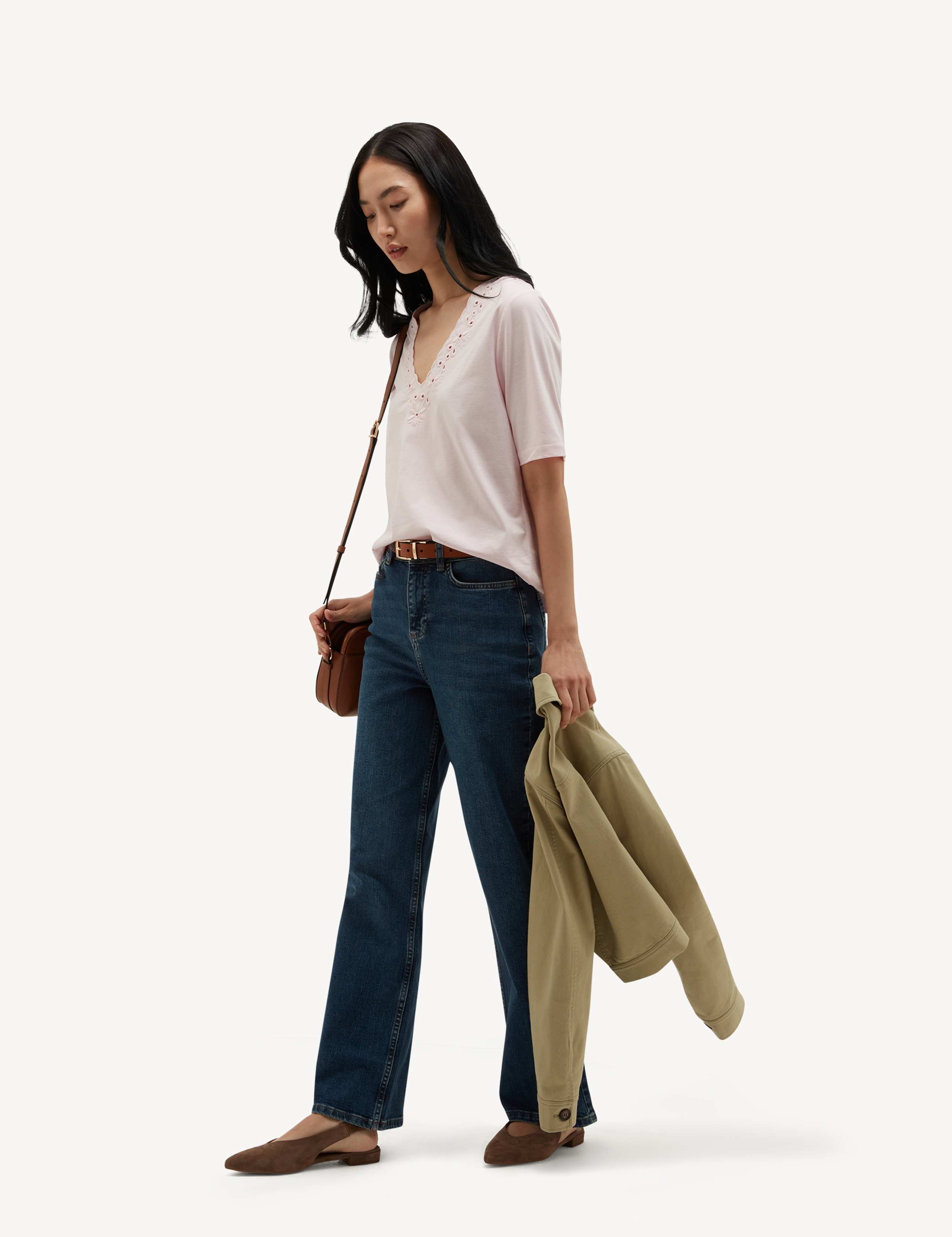 Pure Cotton Broderie V-Neck Blouse 3 of 5