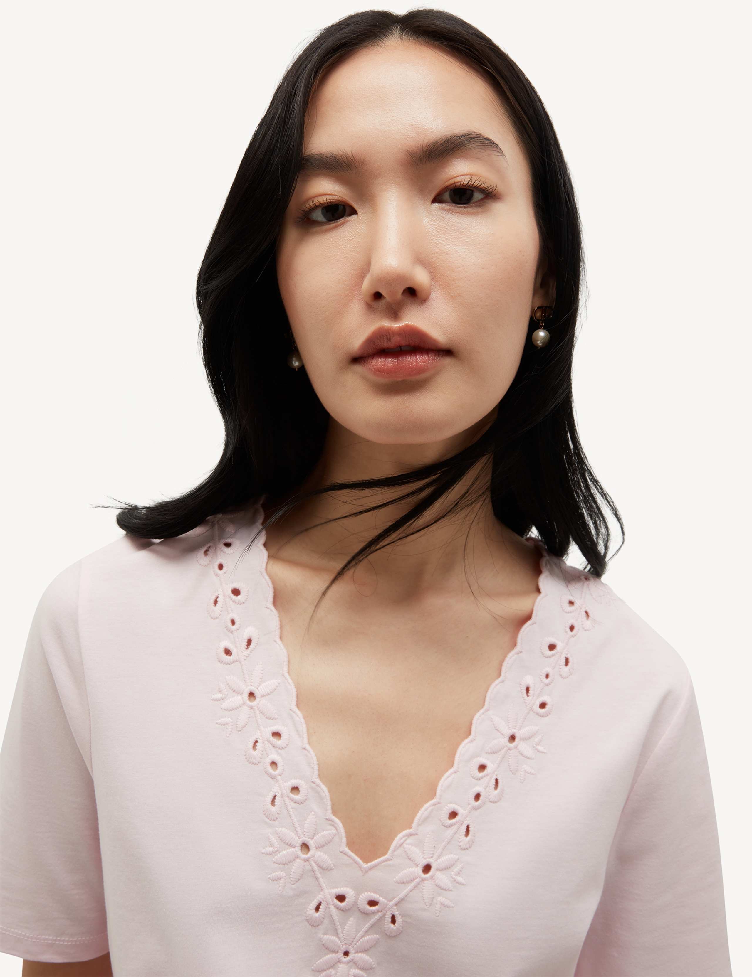 Pure Cotton Broderie V-Neck Blouse 4 of 5