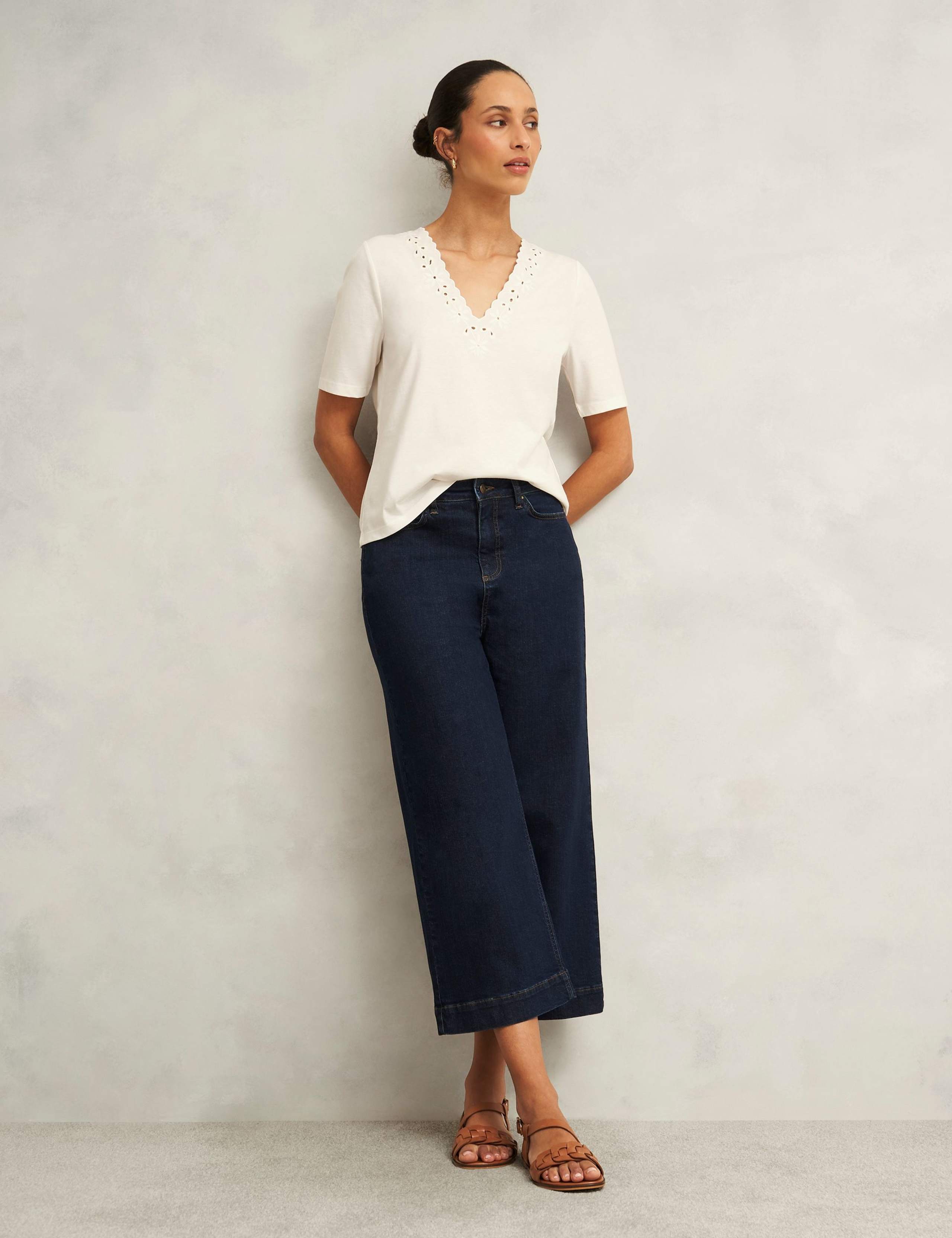 Pure Cotton Broderie V-Neck Blouse 3 of 7