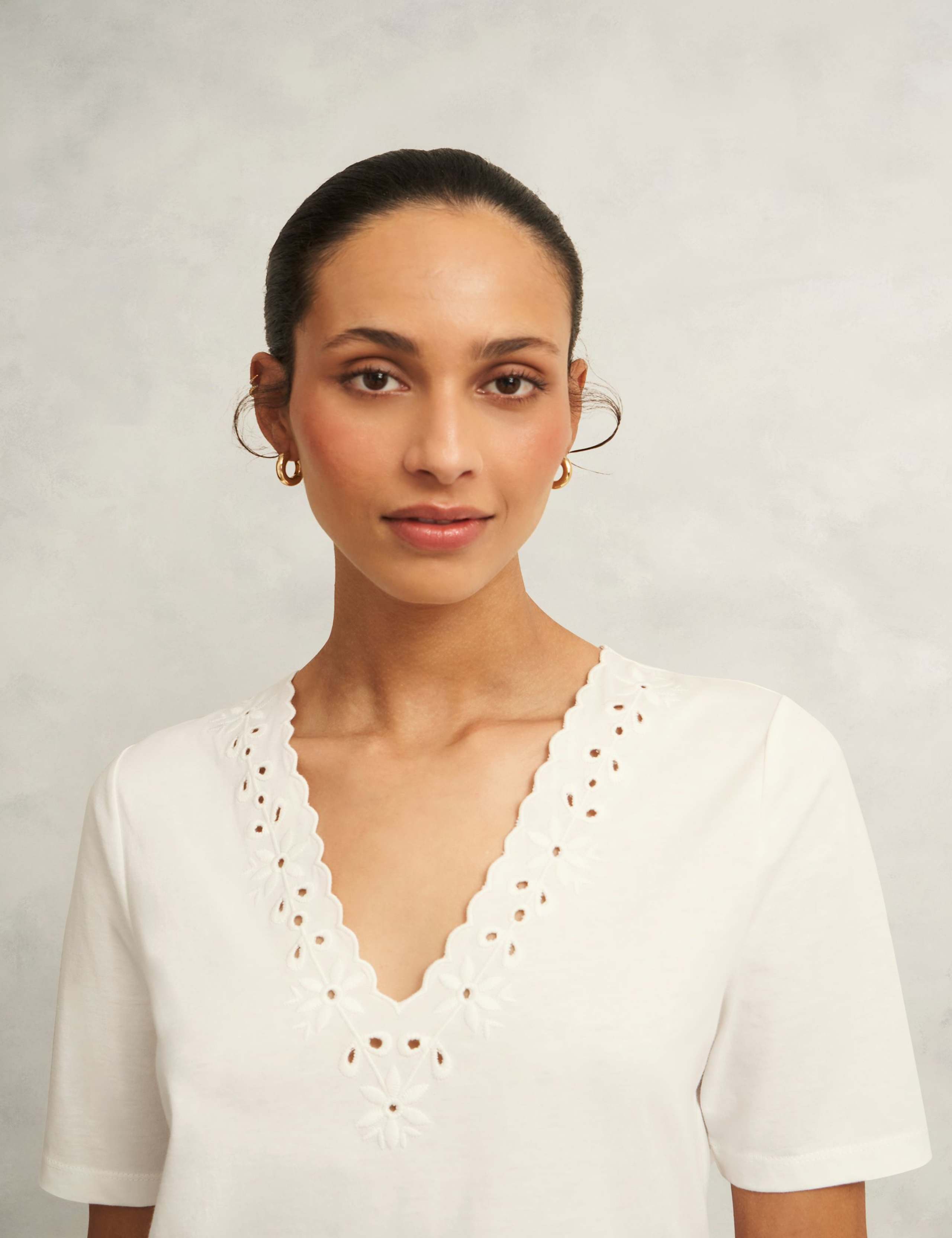 Pure Cotton Broderie V-Neck Blouse 6 of 7