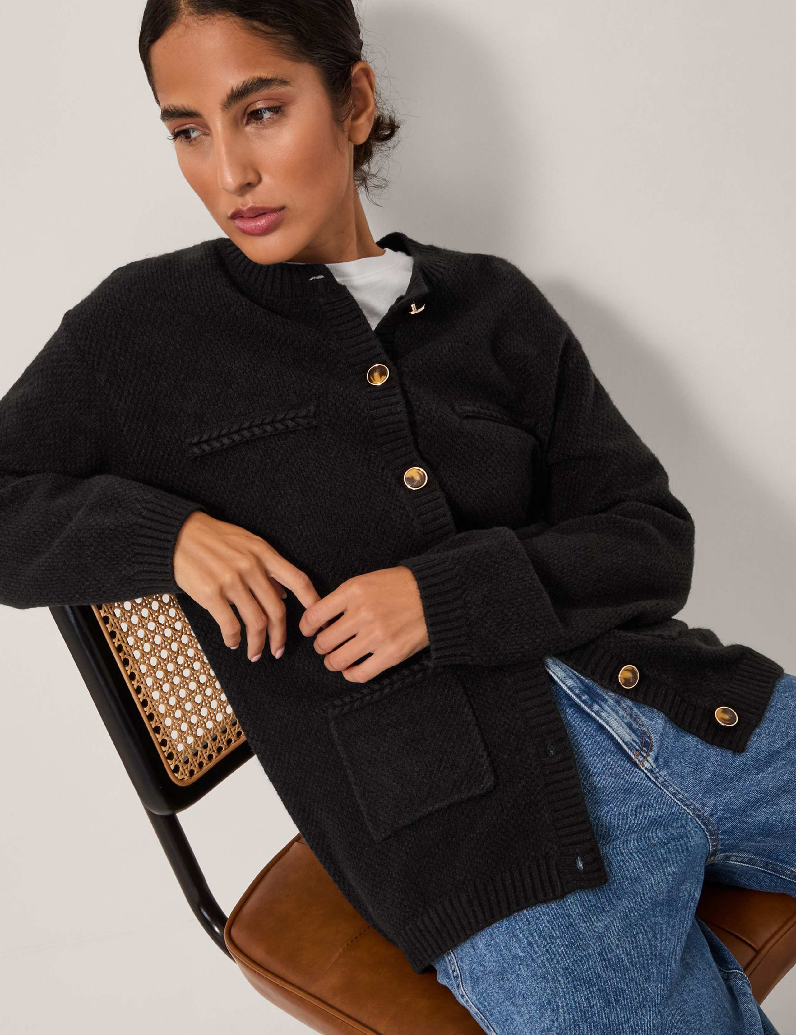 Textured Crew Neck Cardigan 4 of 4