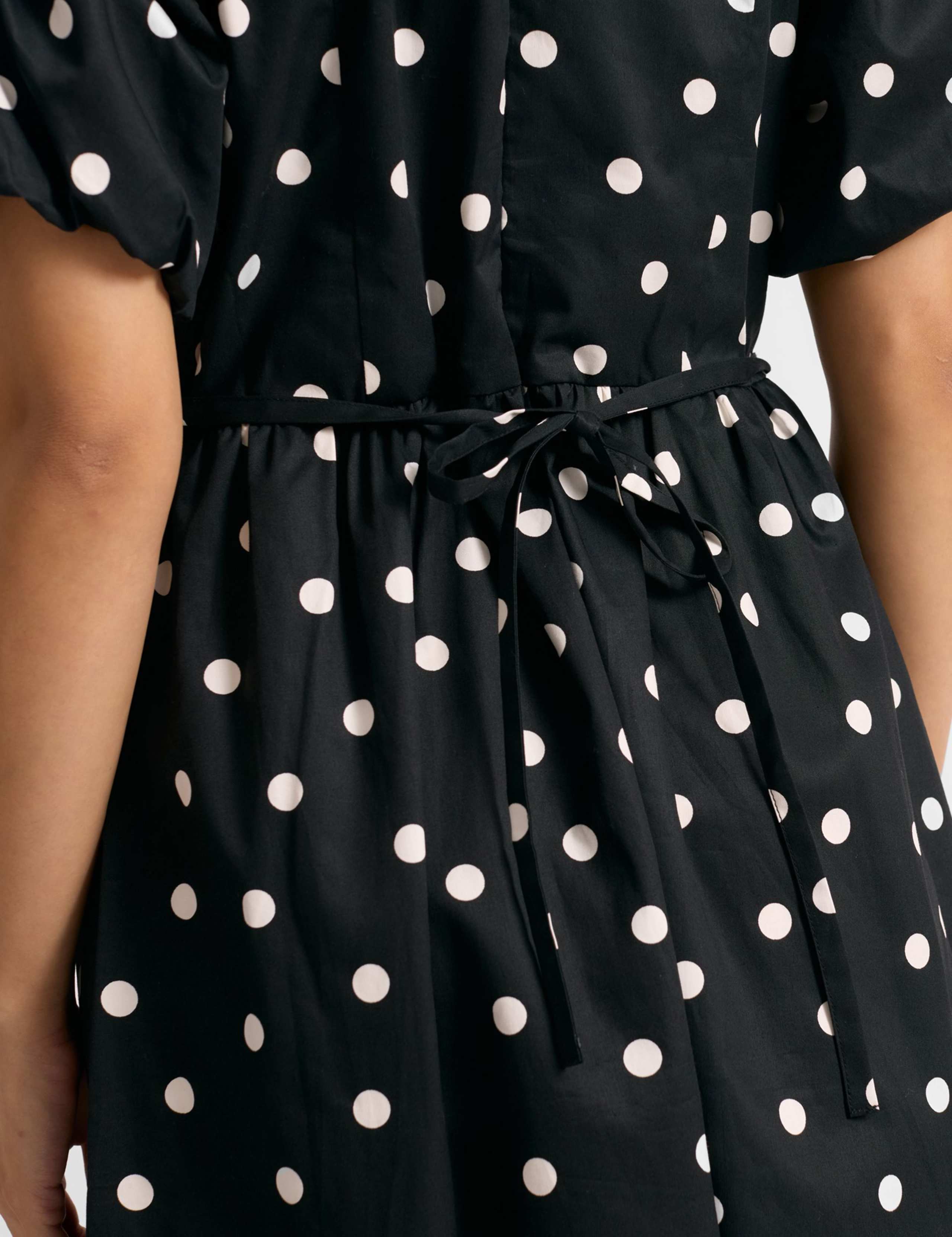 Pure Cotton Spot Print Midi Waisted Dress 5 of 5