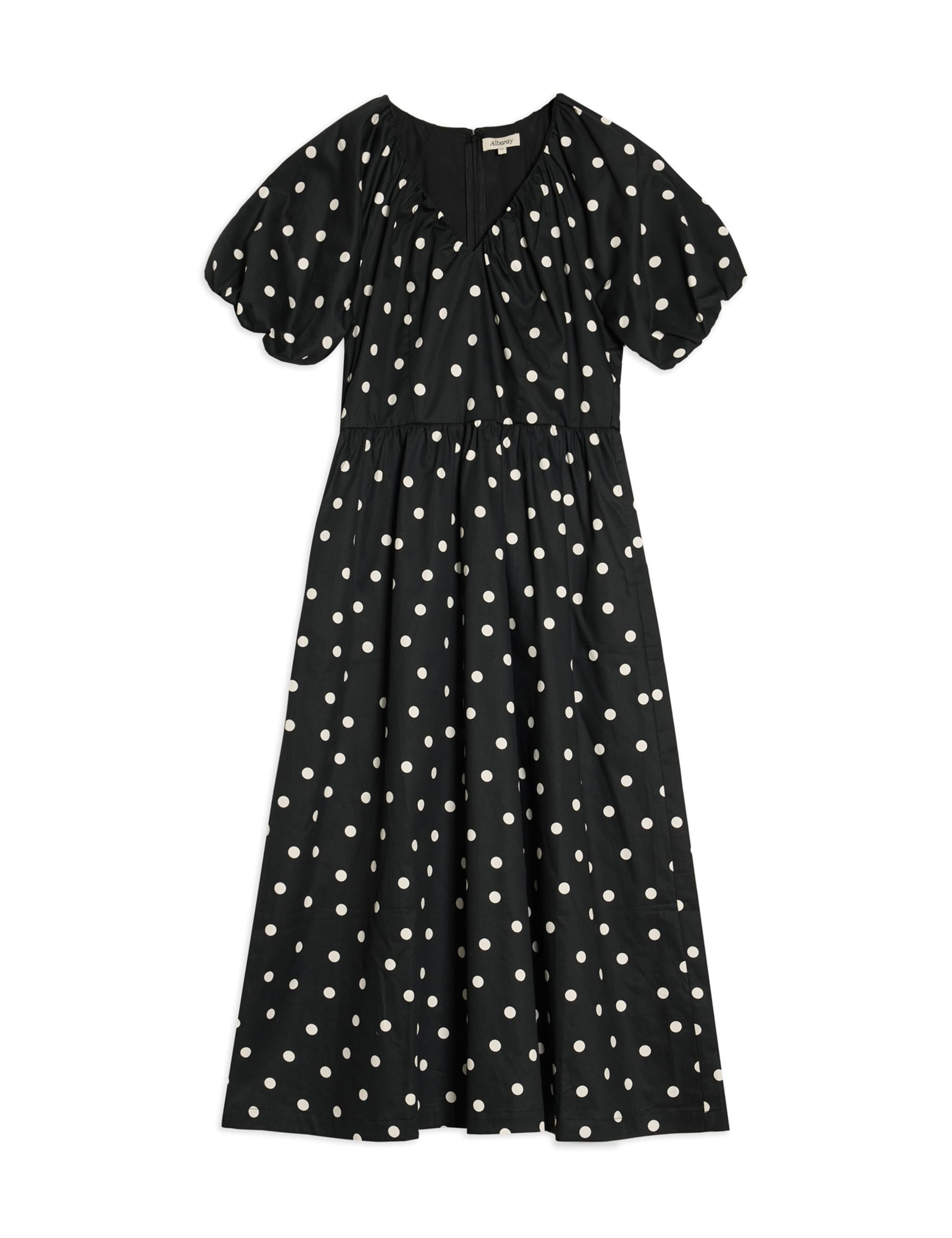 Pure Cotton Spot Print Midi Waisted Dress 2 of 5
