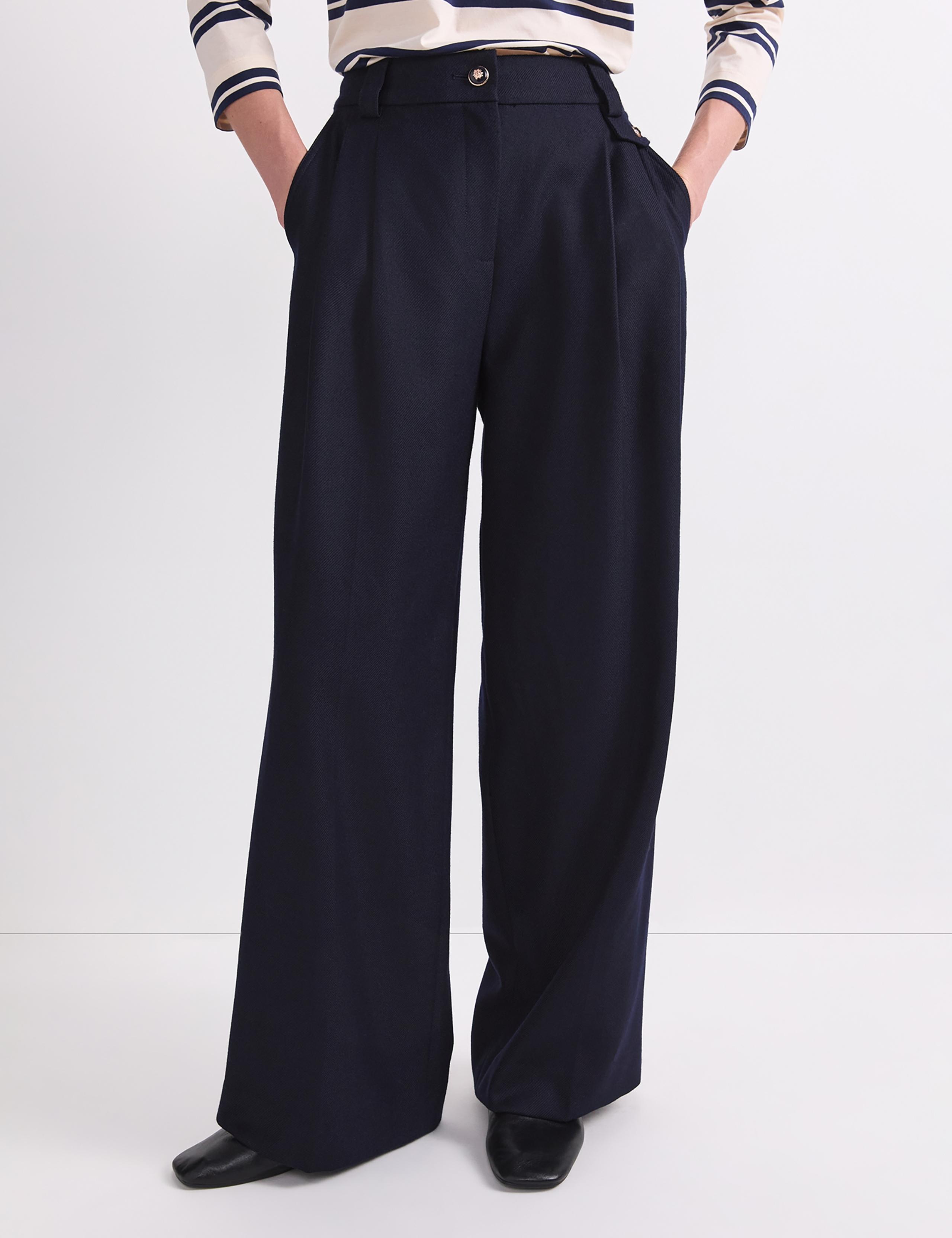 Wool Rich Pleat Front Straight Leg Trousers 2 of 7