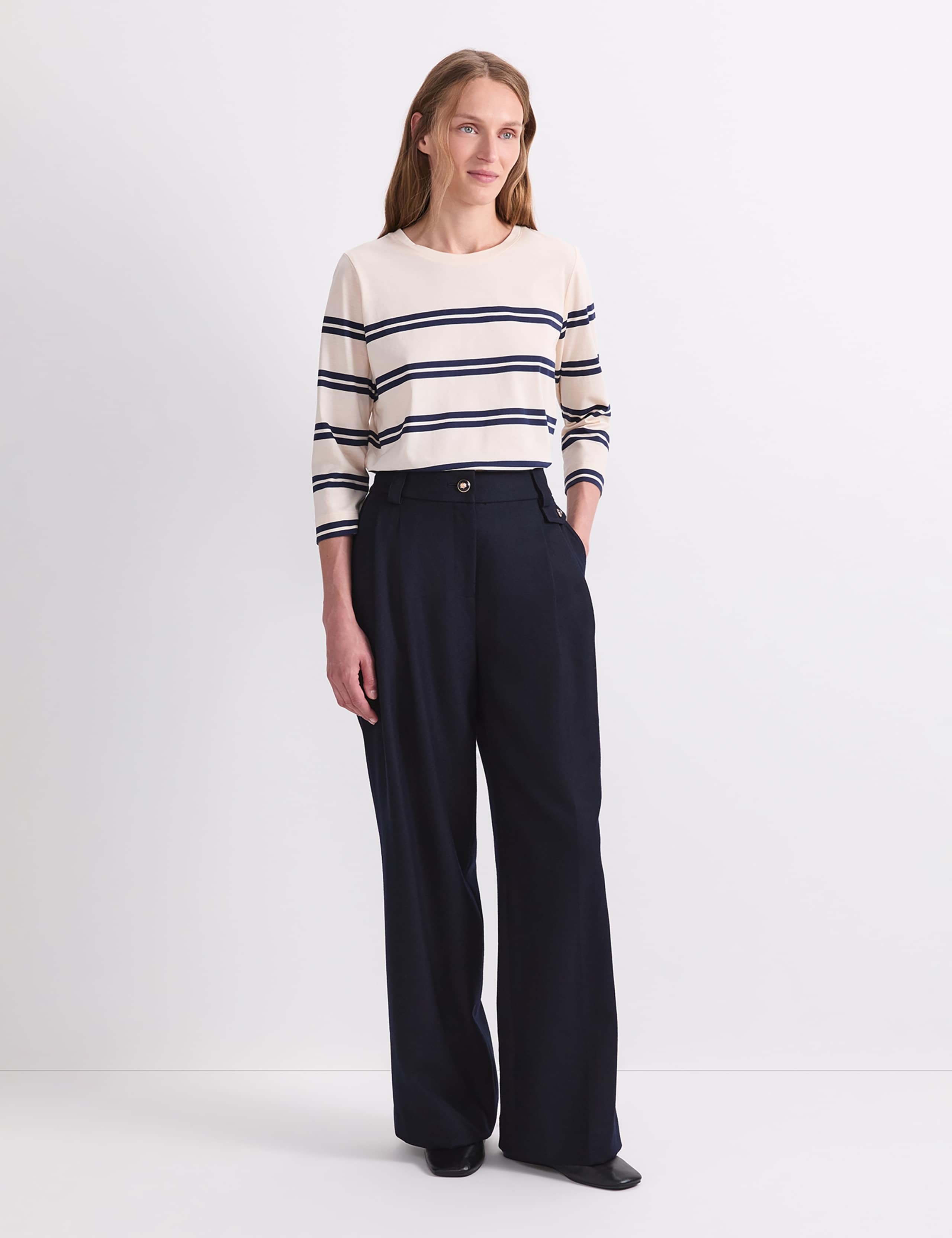 Wool Rich Pleat Front Straight Leg Trousers 3 of 7