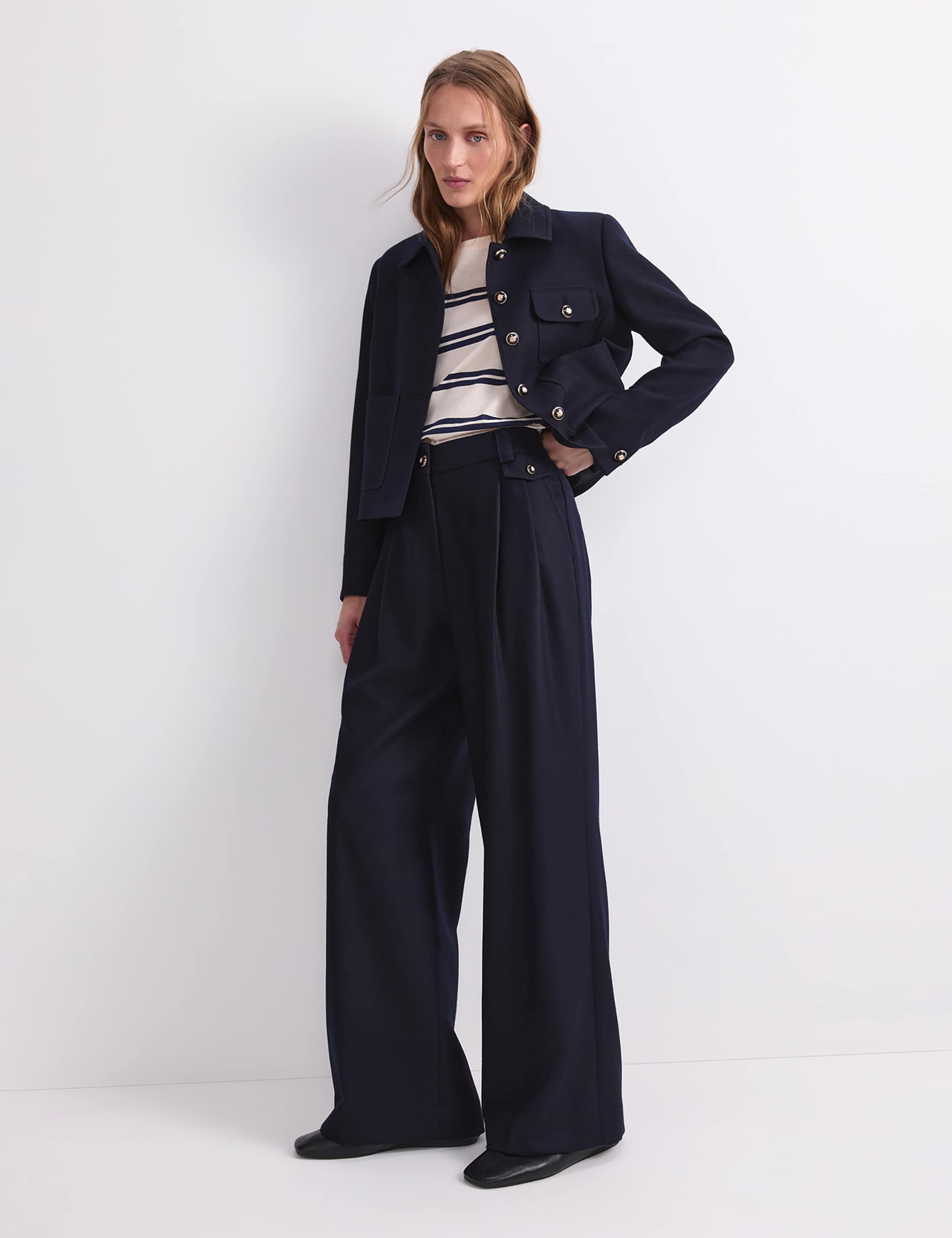 Wool Rich Pleat Front Straight Leg Trousers 4 of 7