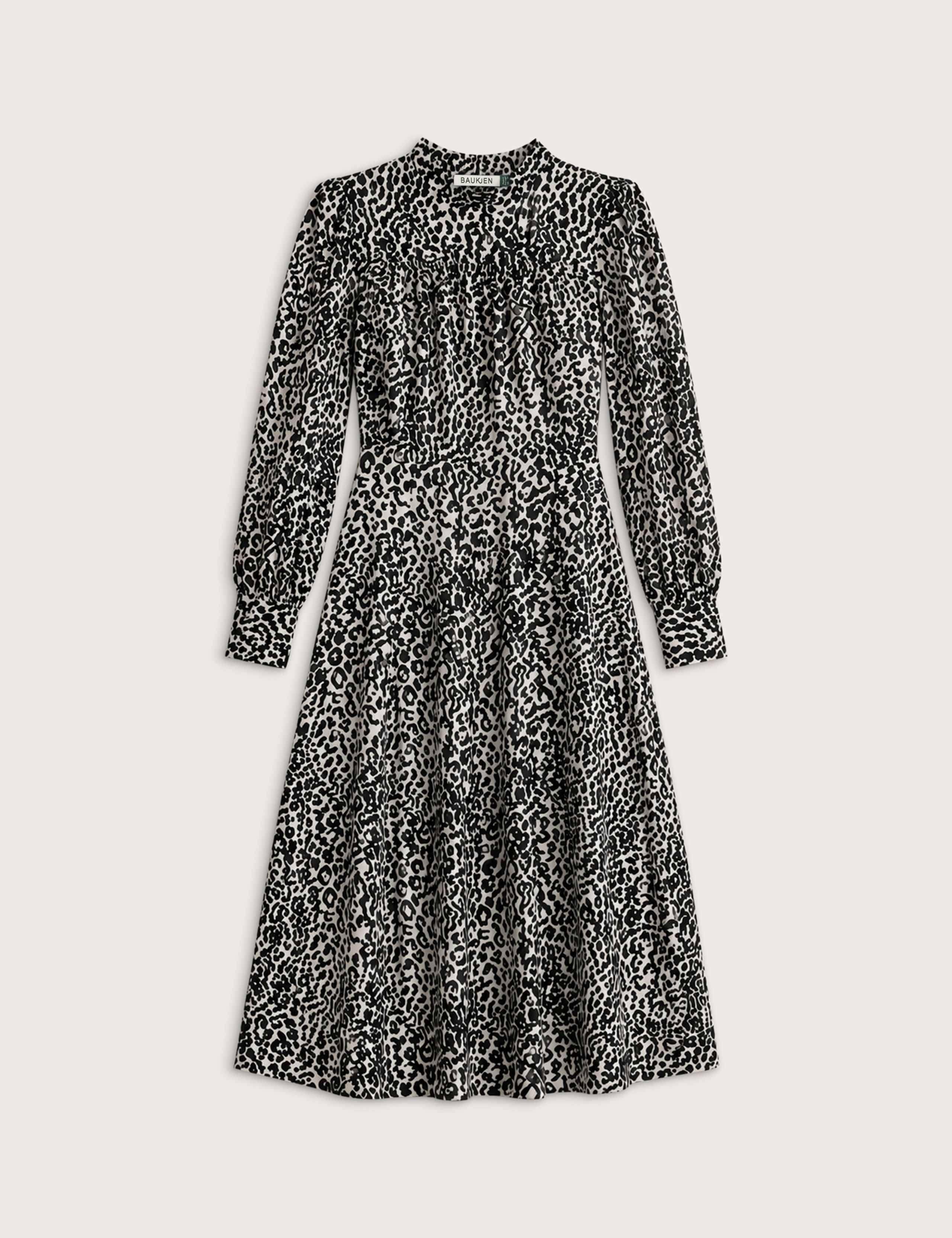 Animal Print Blouson Sleeve Skater Dress 2 of 4