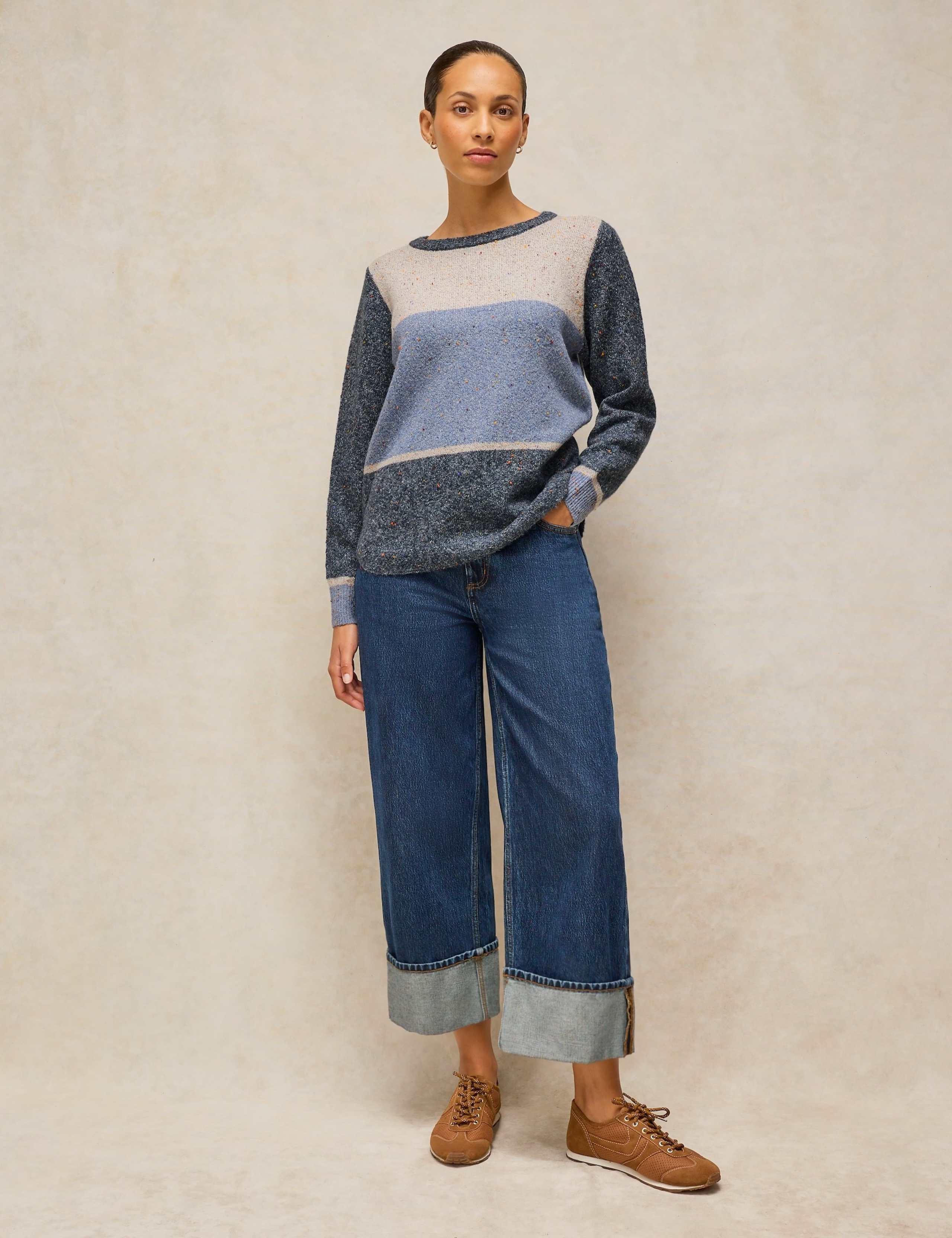 Colour Block Nep Crew Neck Jumper 3 of 6