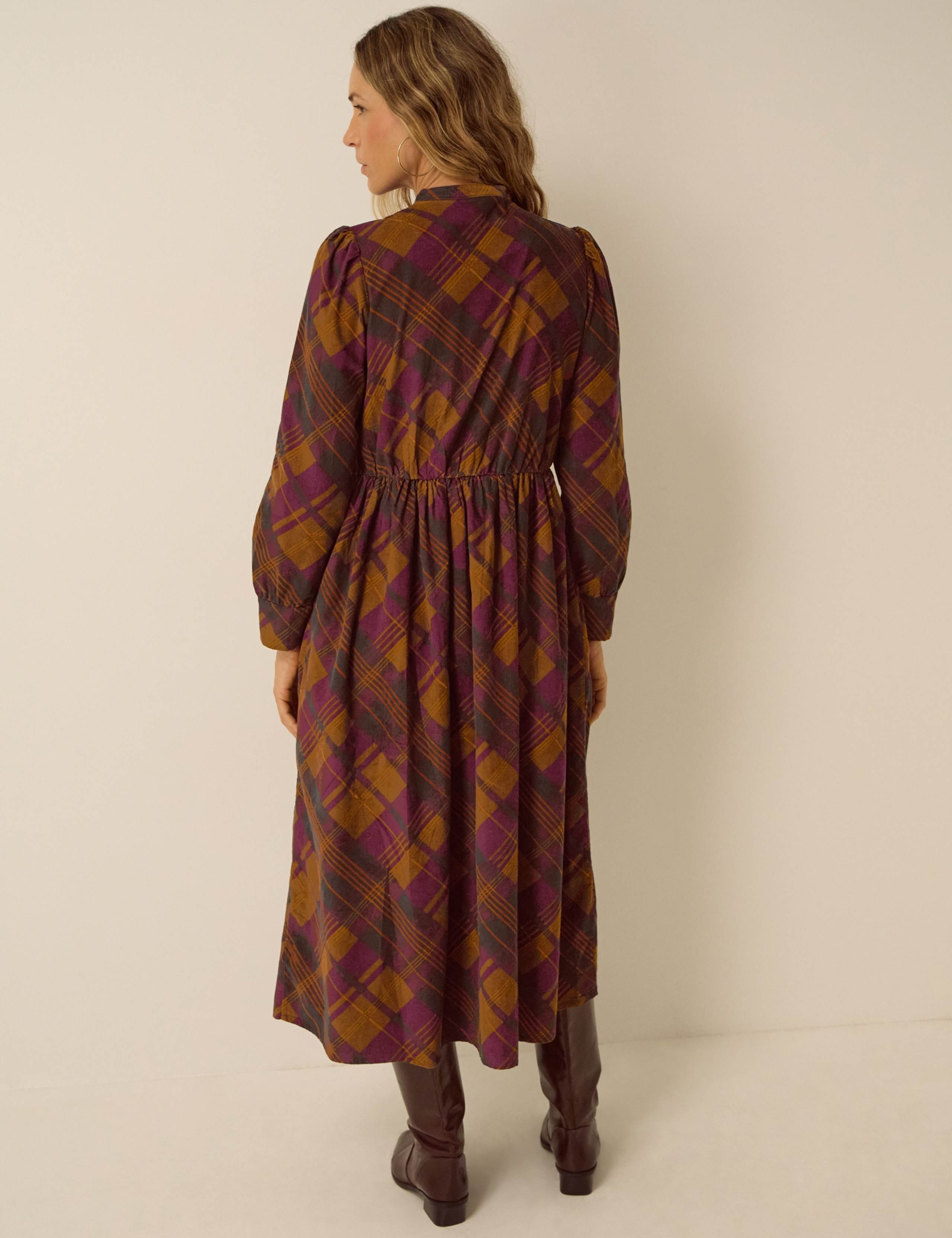 Cord High Neck Tie Front Midi Dress 3 of 5