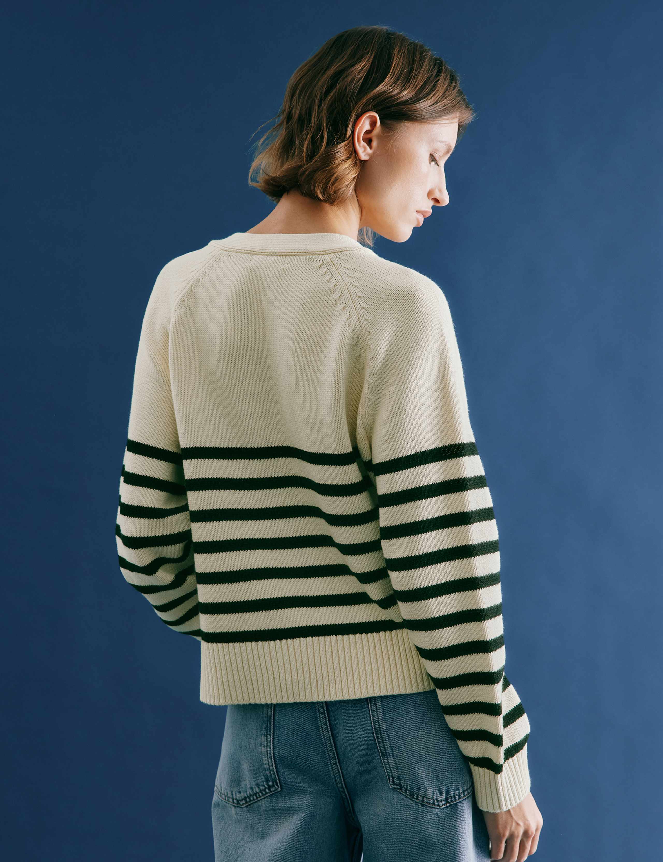Pure Cotton Striped V-Neck Cardigan 4 of 5