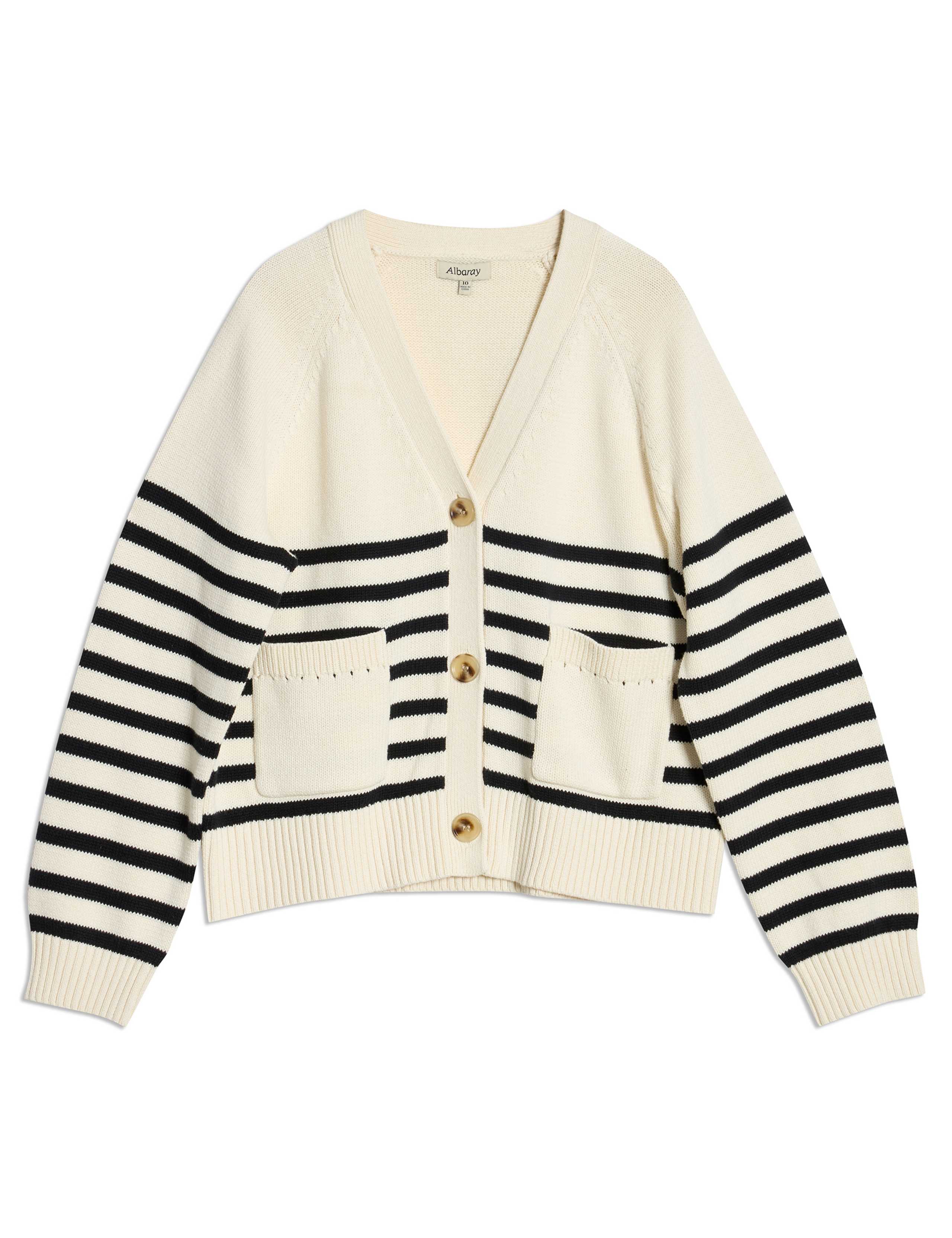 Pure Cotton Striped V-Neck Cardigan 2 of 5