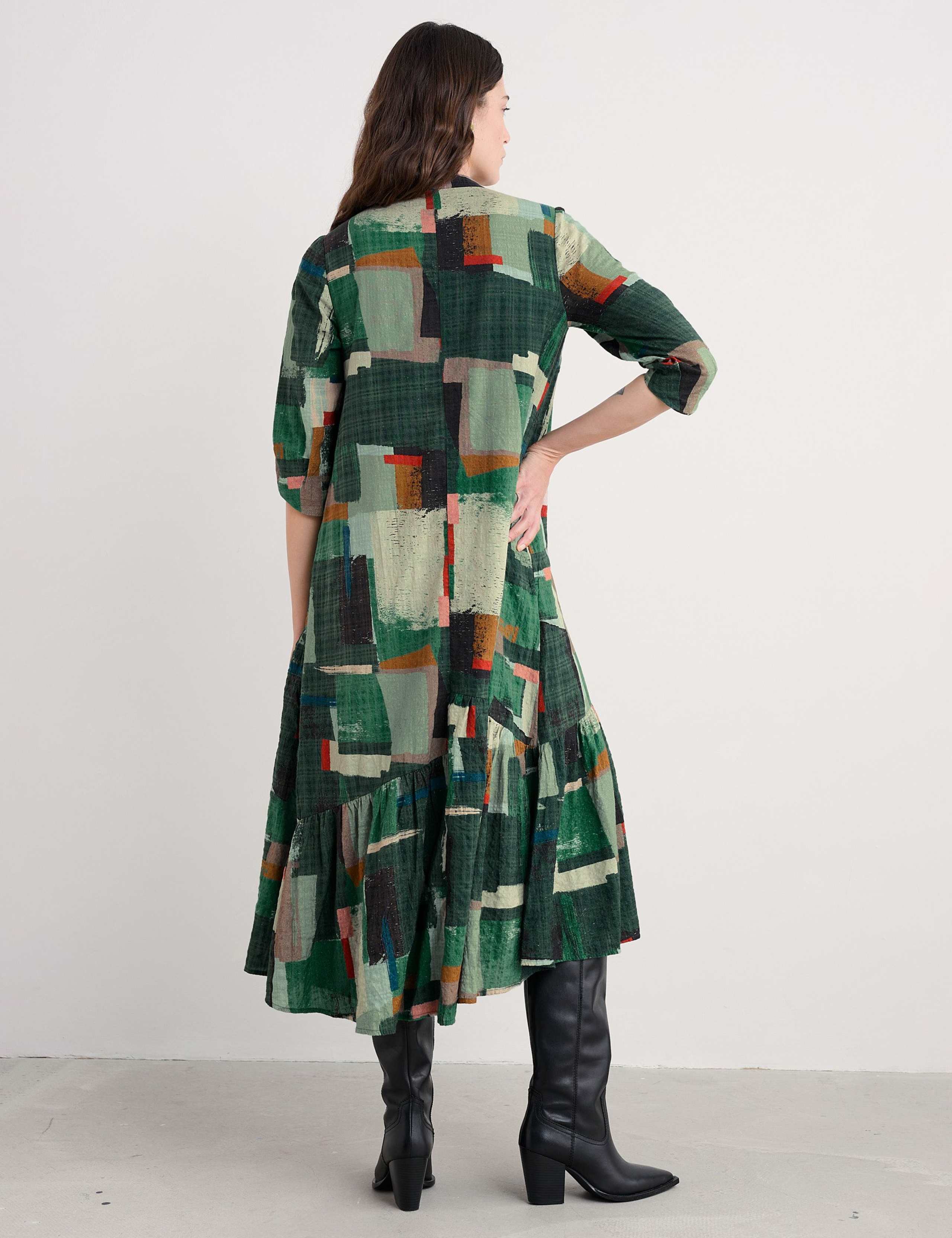 Cotton Rich Printed Midaxi Tiered Dress 3 of 6