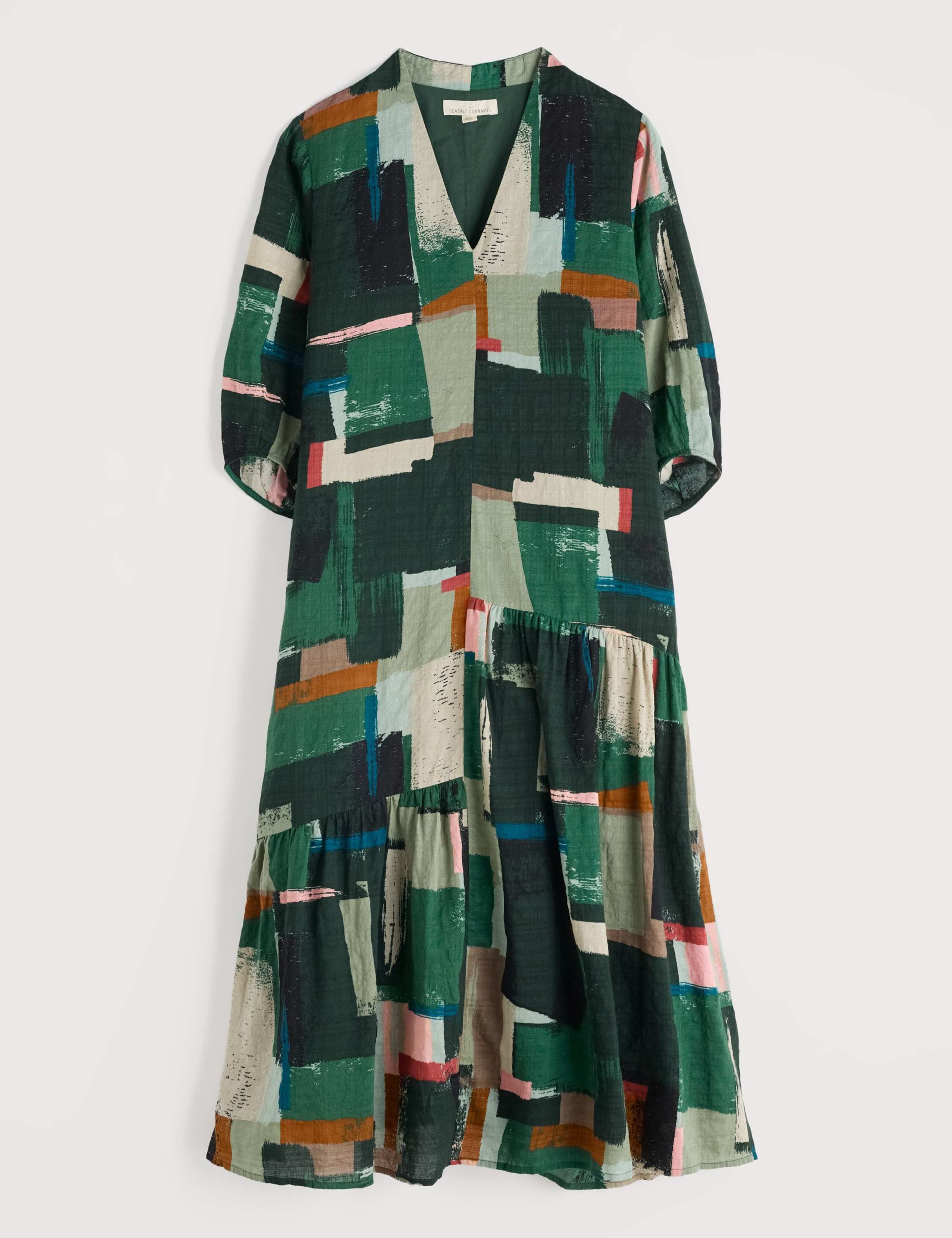 Cotton Rich Printed Midaxi Tiered Dress 2 of 6