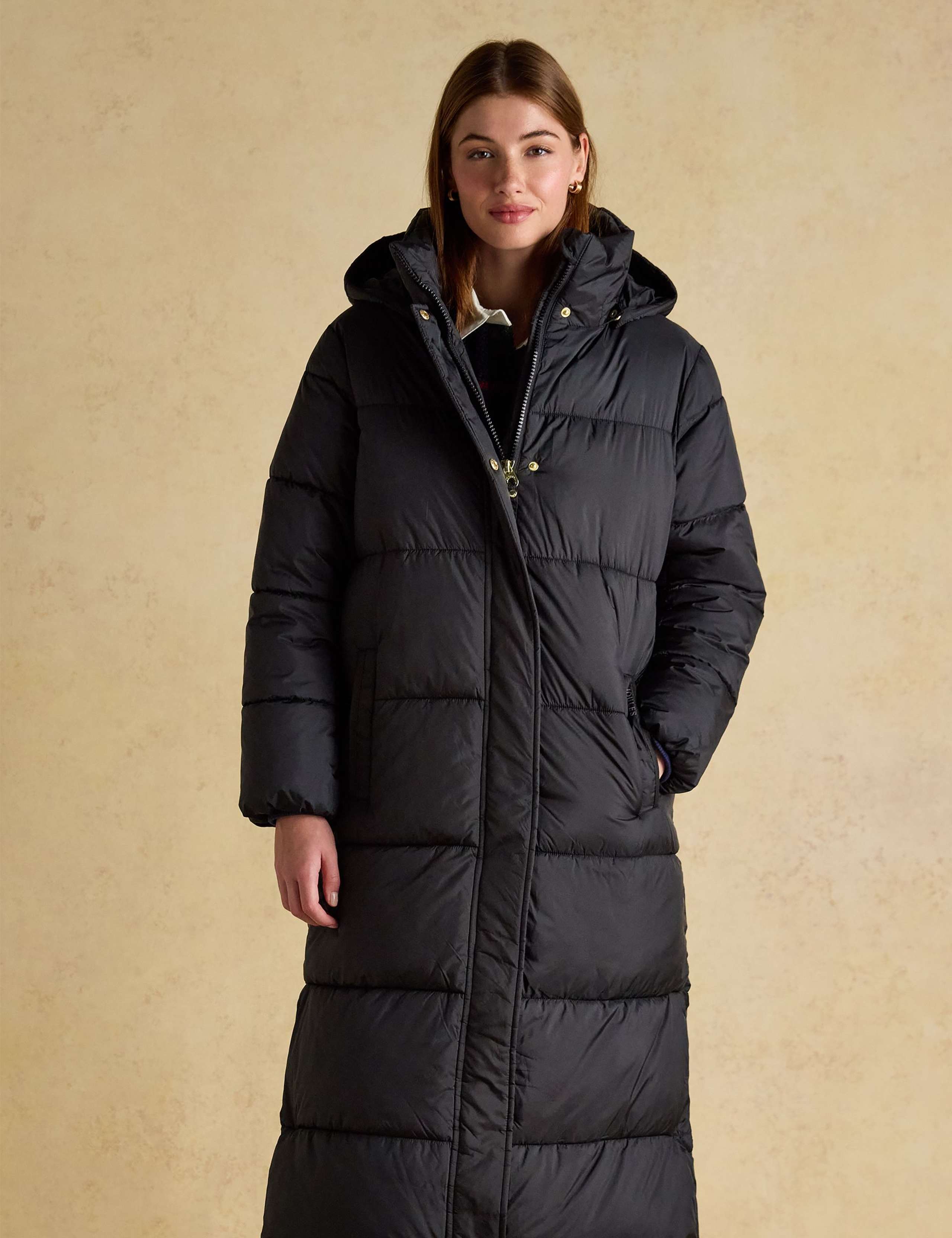 Hooded Padded Quilted Longline Puffer Coat 1 of 11