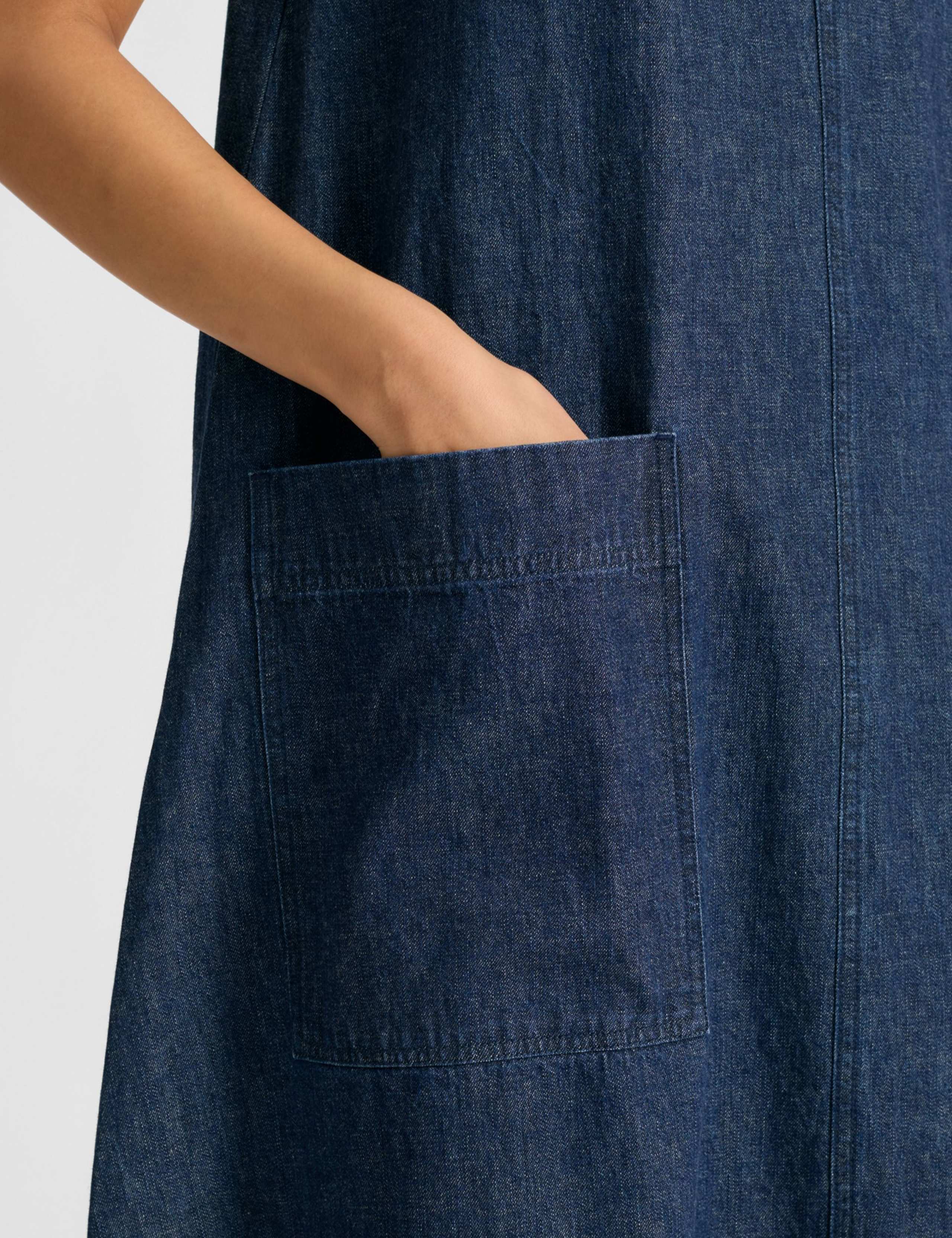 Denim V-Neck Midi A-Line Swing Dress 4 of 4