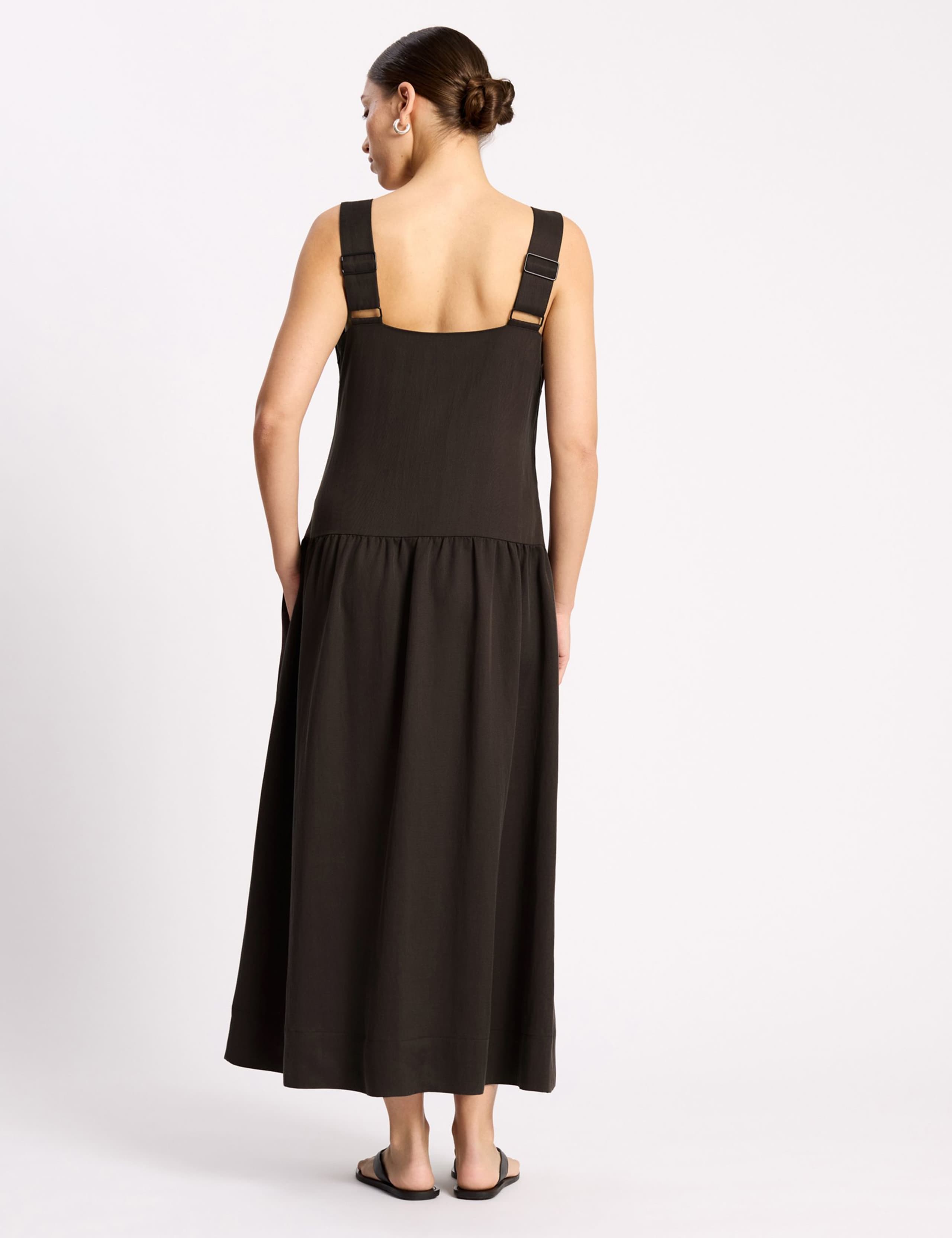 Lyocell Rich Square Neck Maxi Waisted Dress 3 of 5