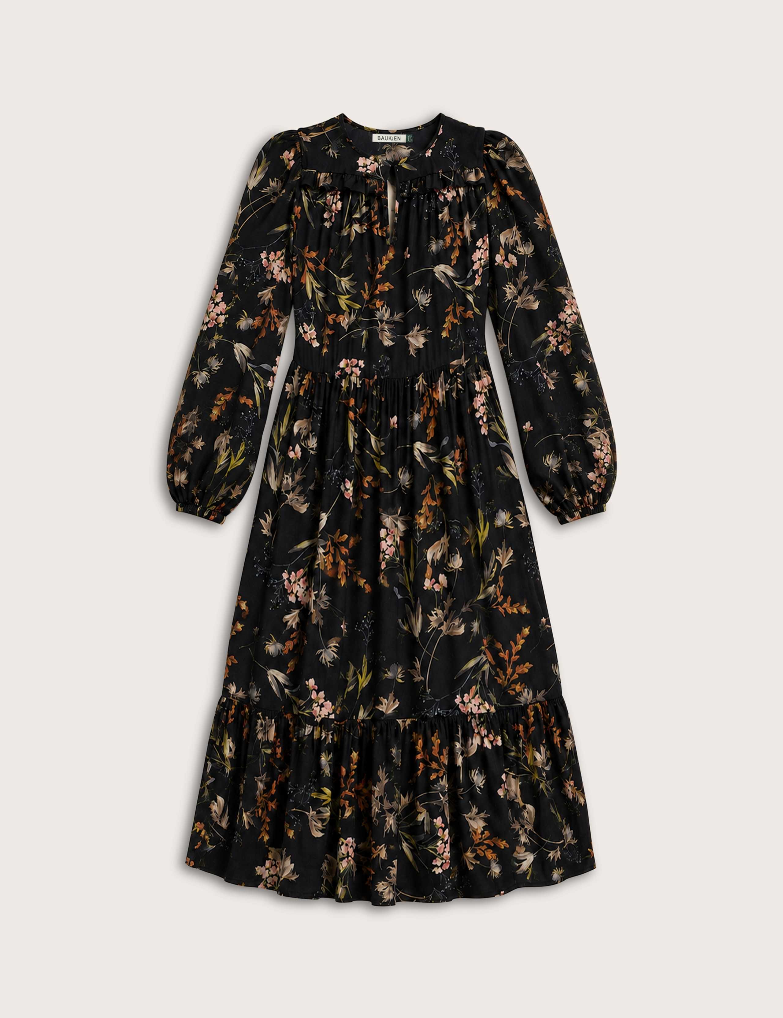 Satin Floral Round Neck Midi Skater Dress 2 of 5