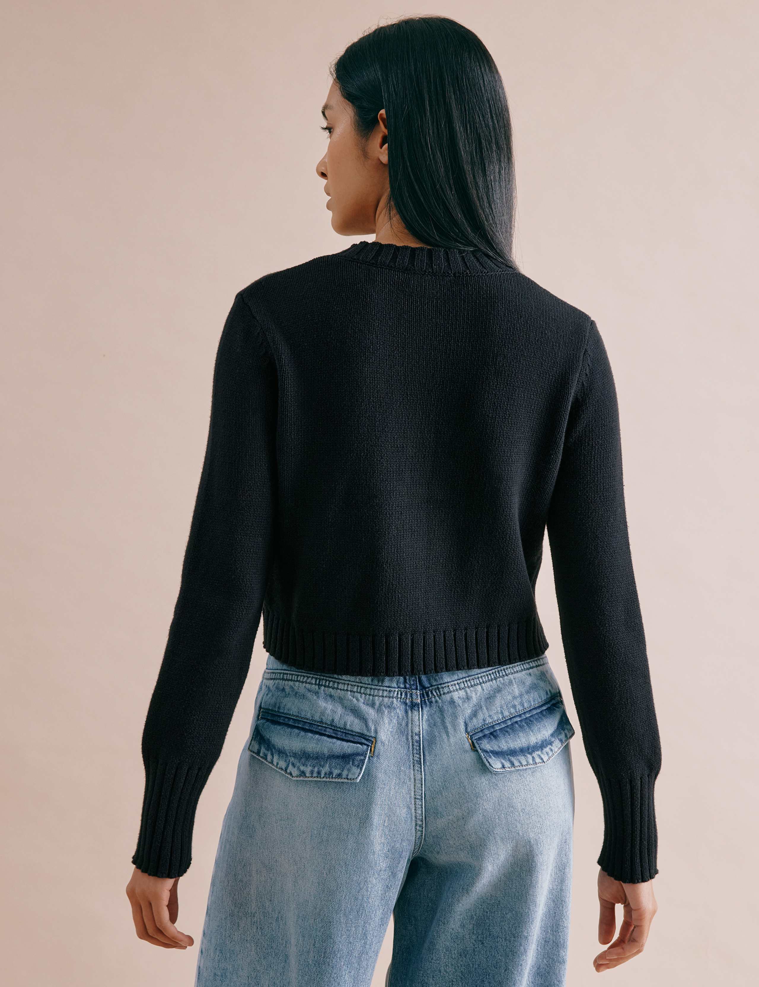 Pure Cotton Crew Neck Cropped Cardigan 4 of 5