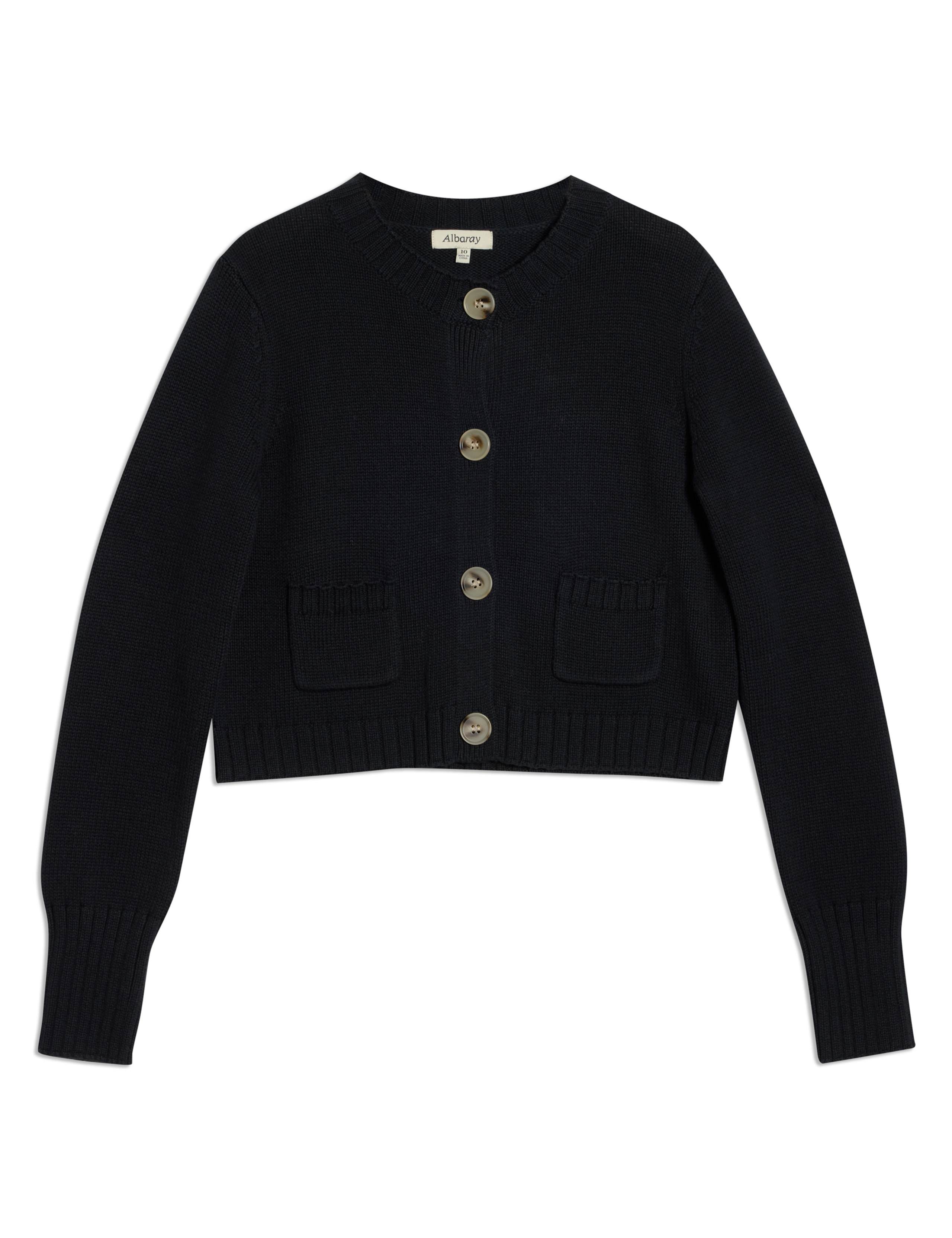 Pure Cotton Crew Neck Cropped Cardigan 2 of 5