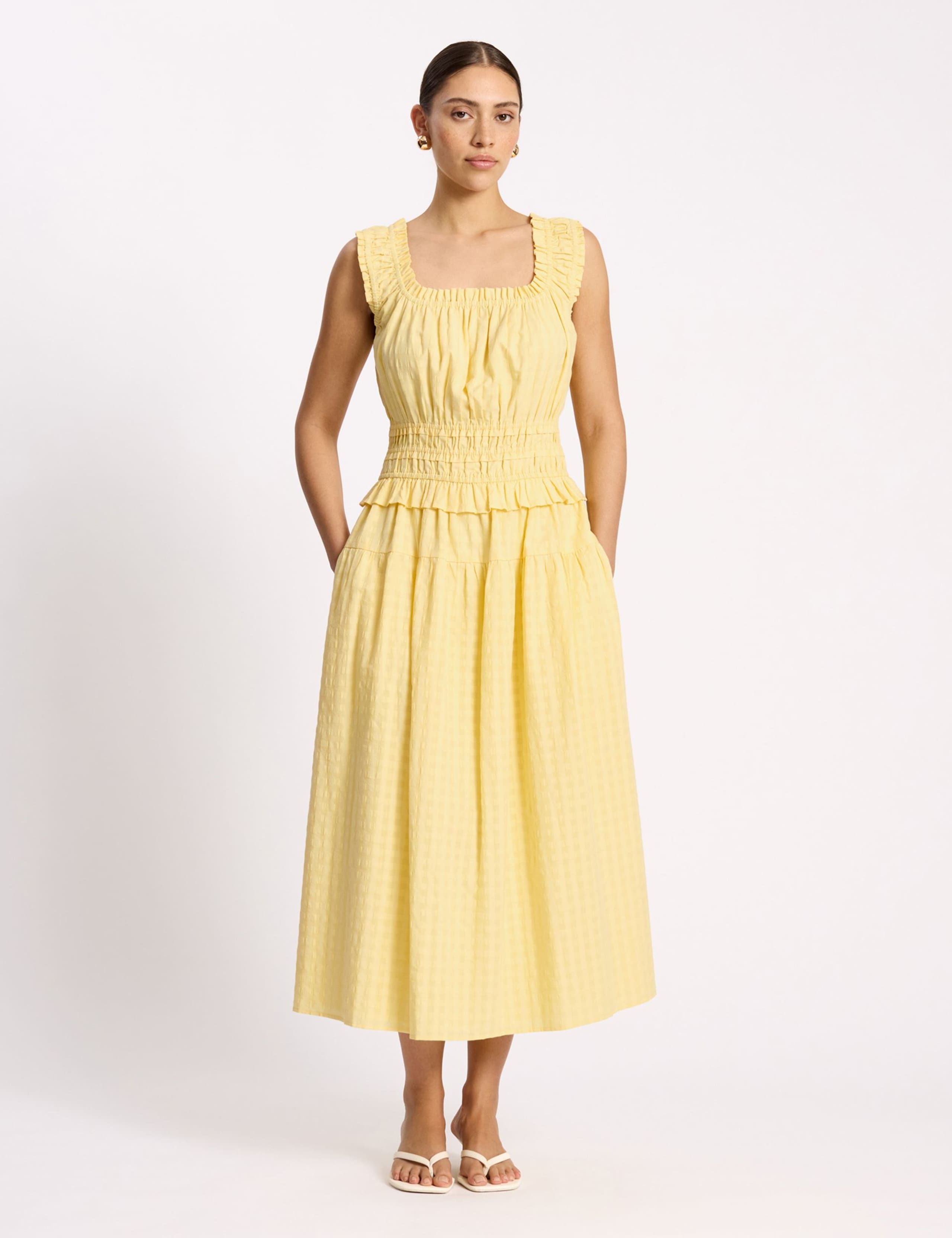 Pure Cotton Seersucker Square Neck Dress 3 of 5