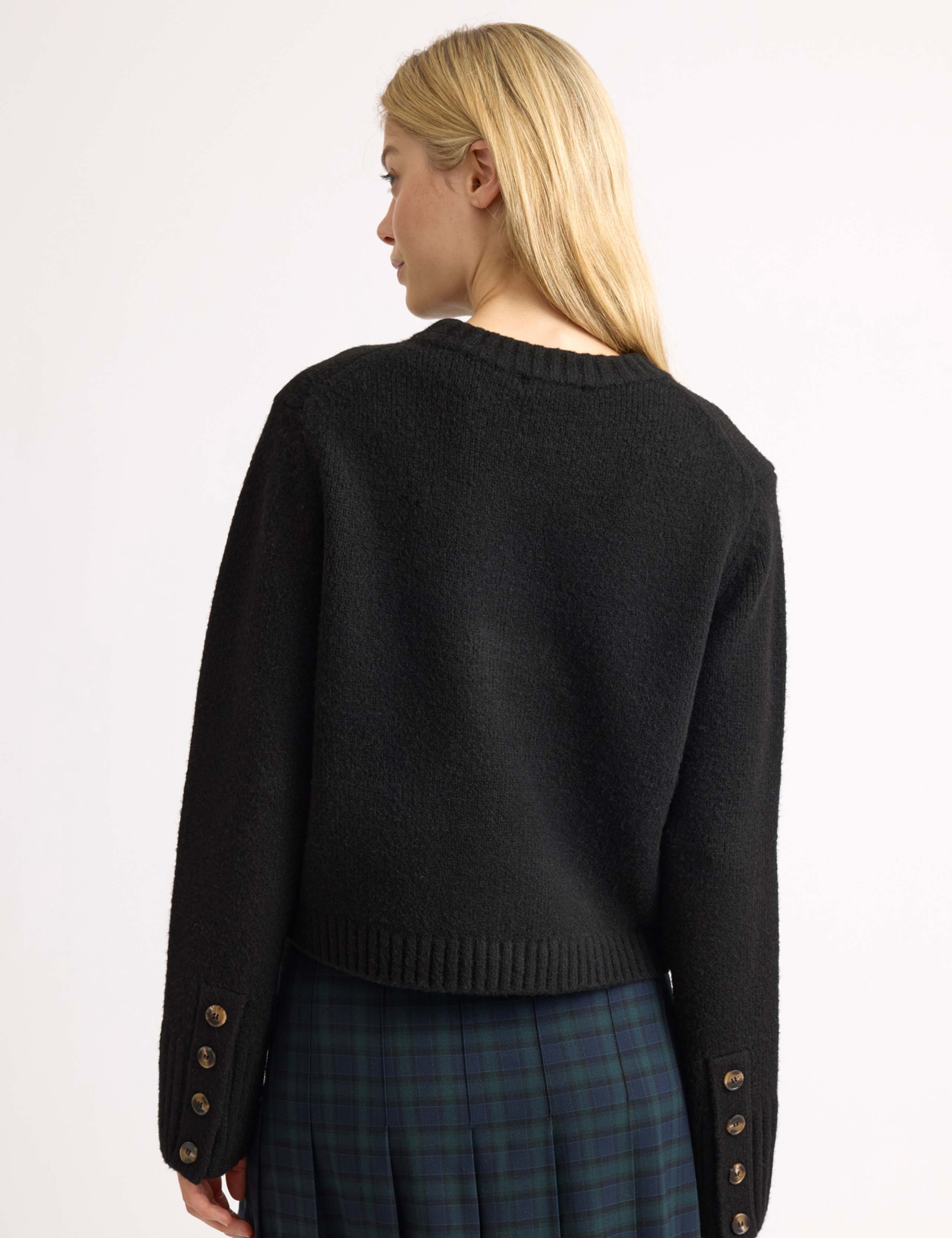 Crew Neck Button Detail Jumper with Wool 4 of 4