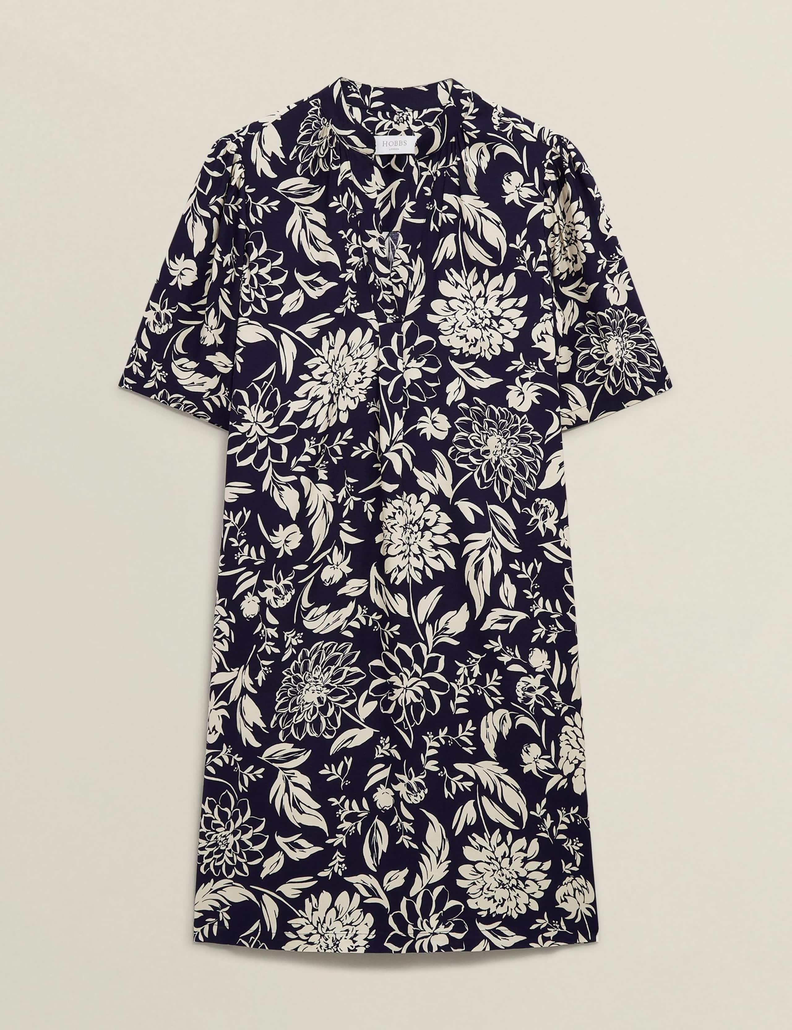 Floral V-Neck Knee Length Shift Dress 2 of 6