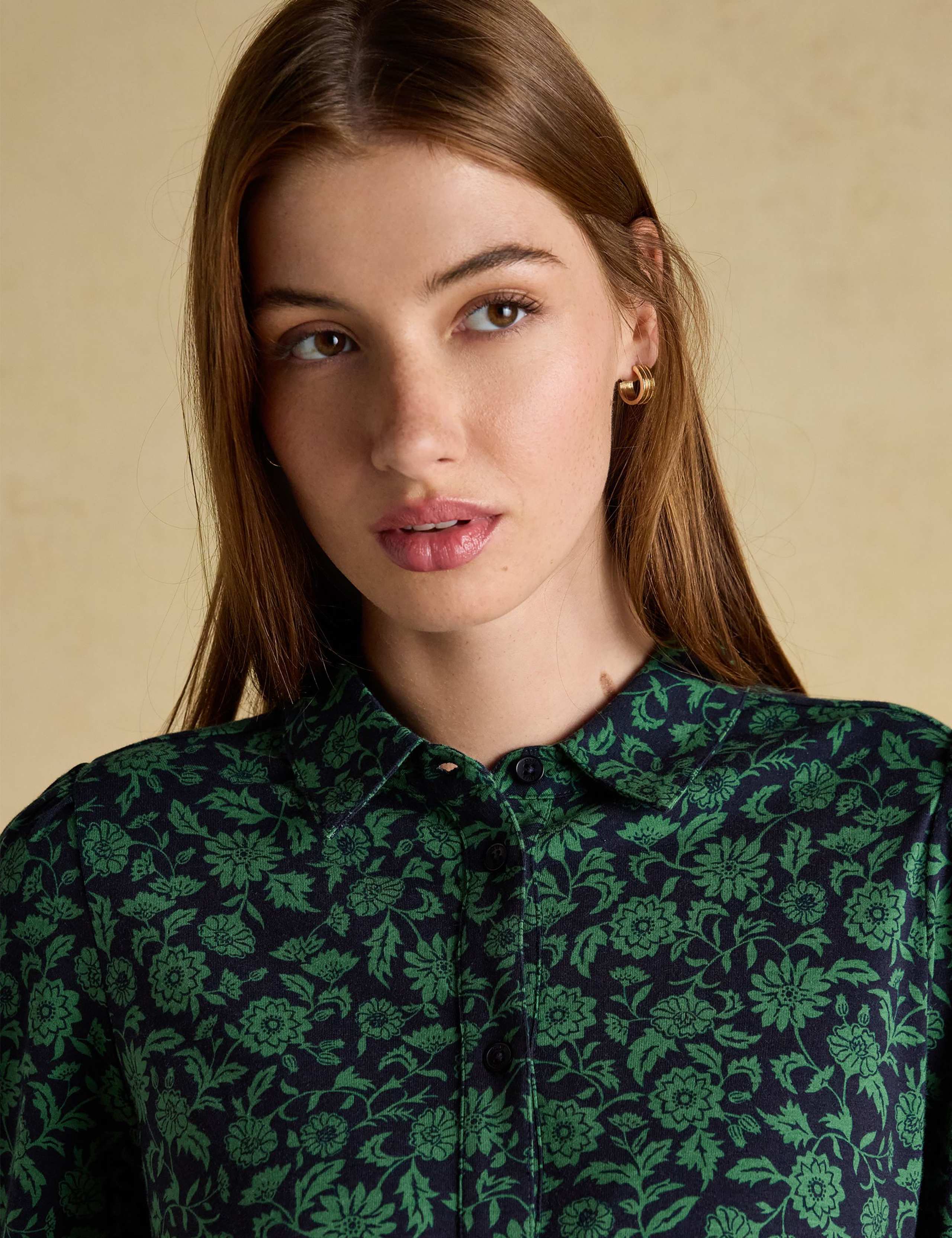 Jersey Floral Midi Waisted Shirt Dress 5 of 8