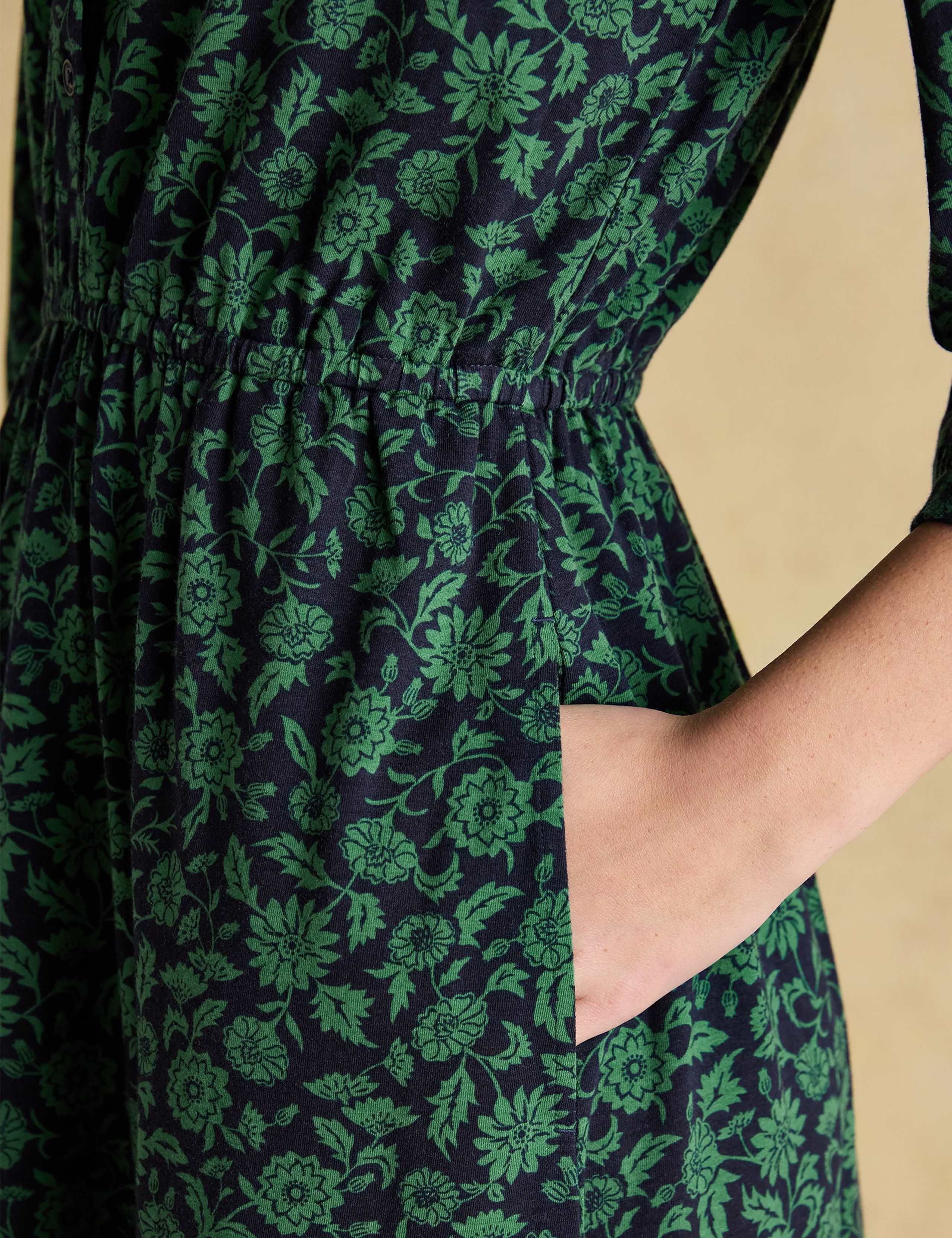 Jersey Floral Midi Waisted Shirt Dress 8 of 8