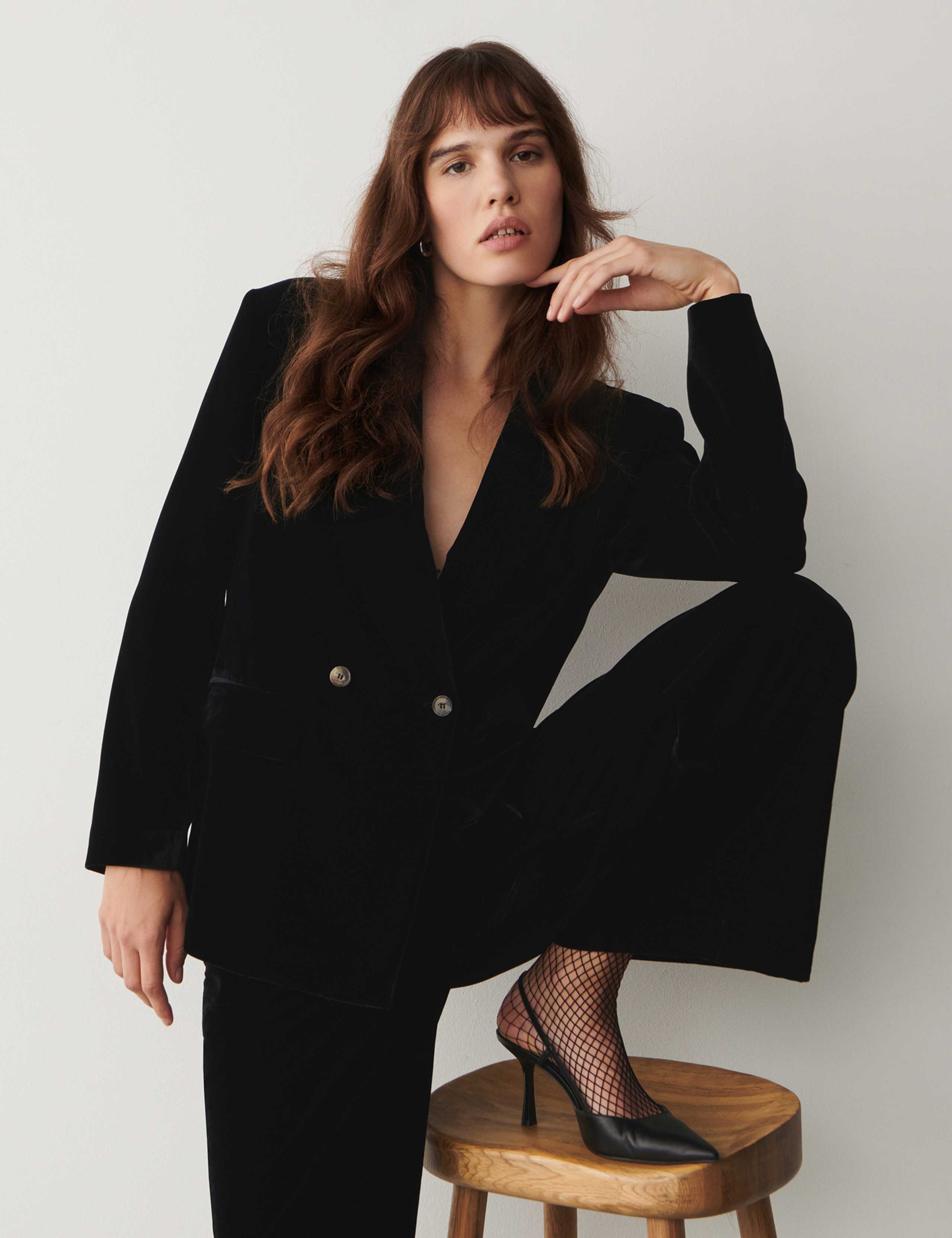 Velvet Double Breasted Blazer 2 of 3