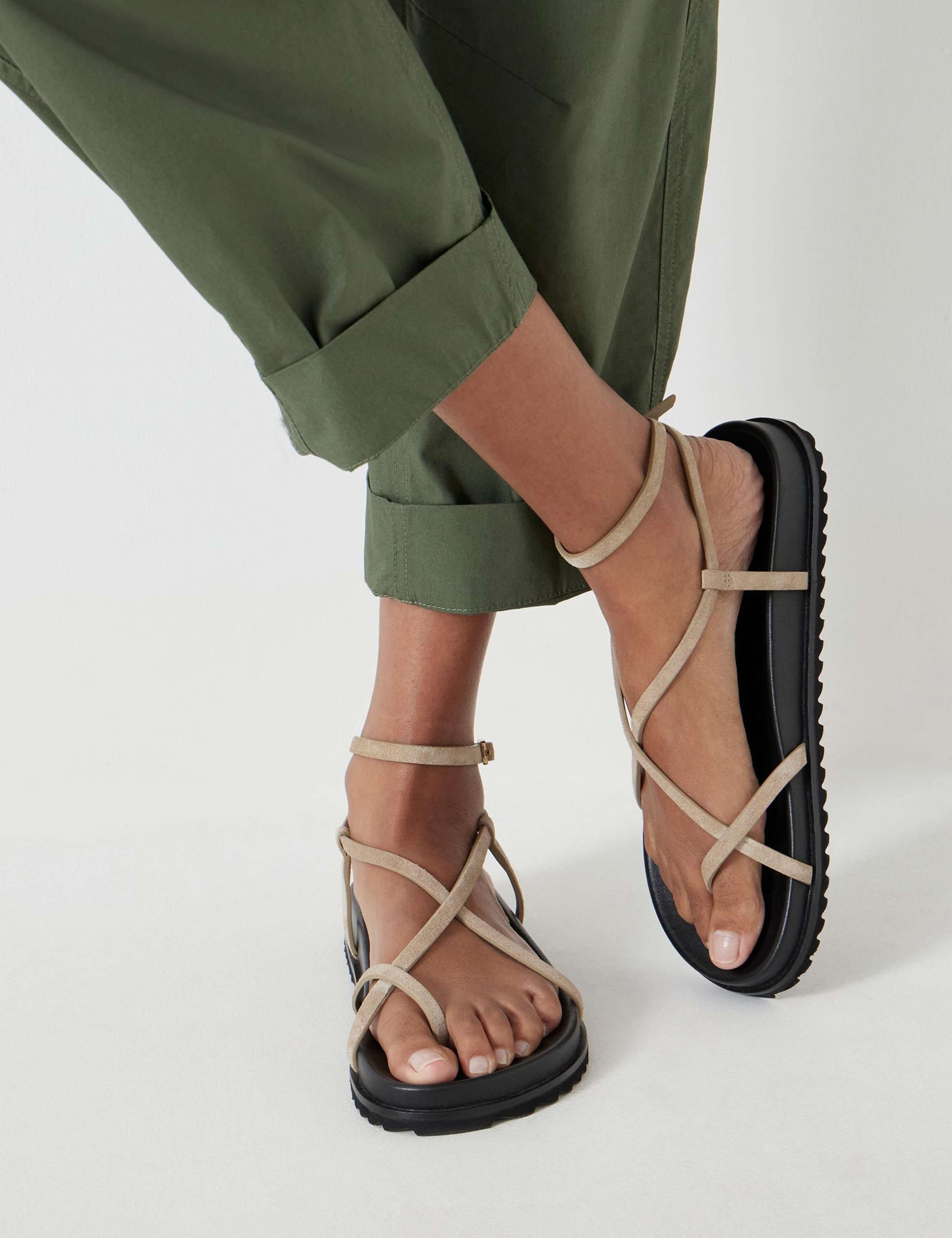 Suede Buckle Strappy Flat Sandals 5 of 6