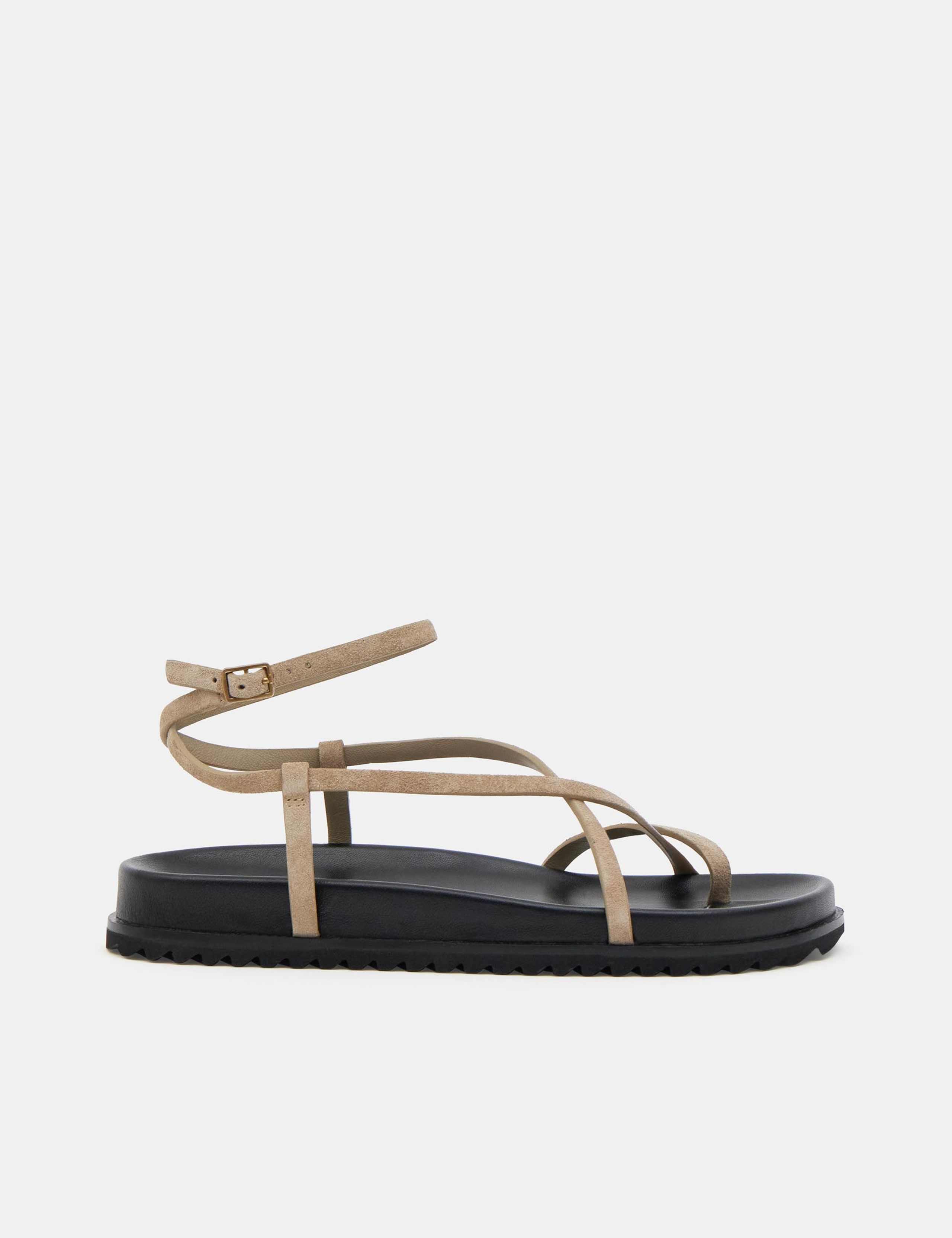 Suede Buckle Strappy Flat Sandals 2 of 6
