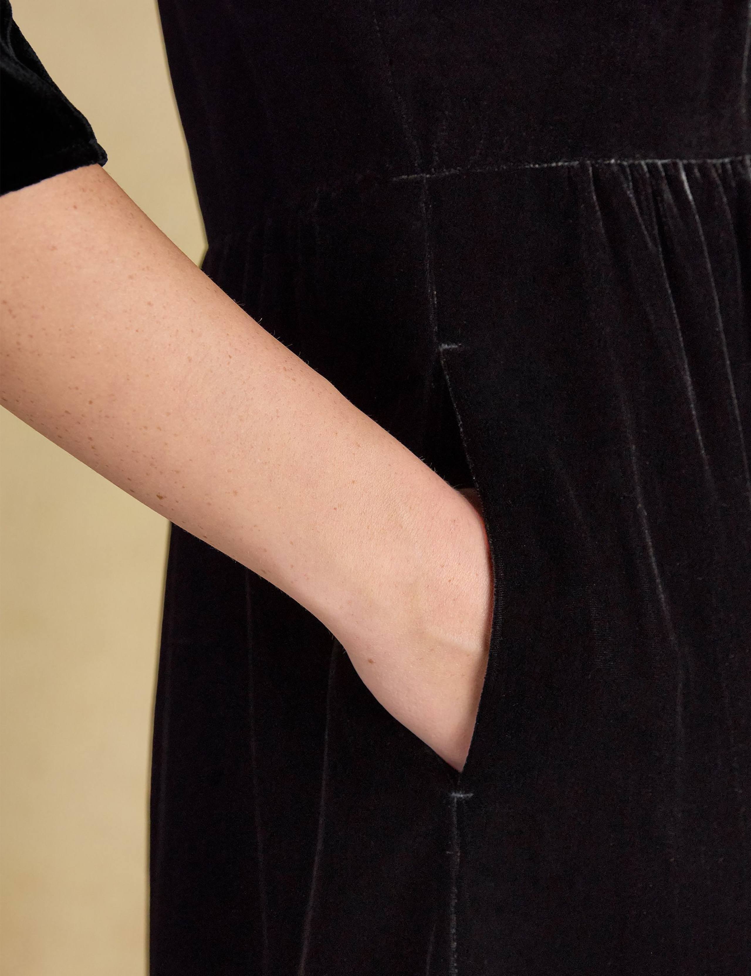 Velvet V-Neck Shirred Midaxi Tiered Dress 6 of 7