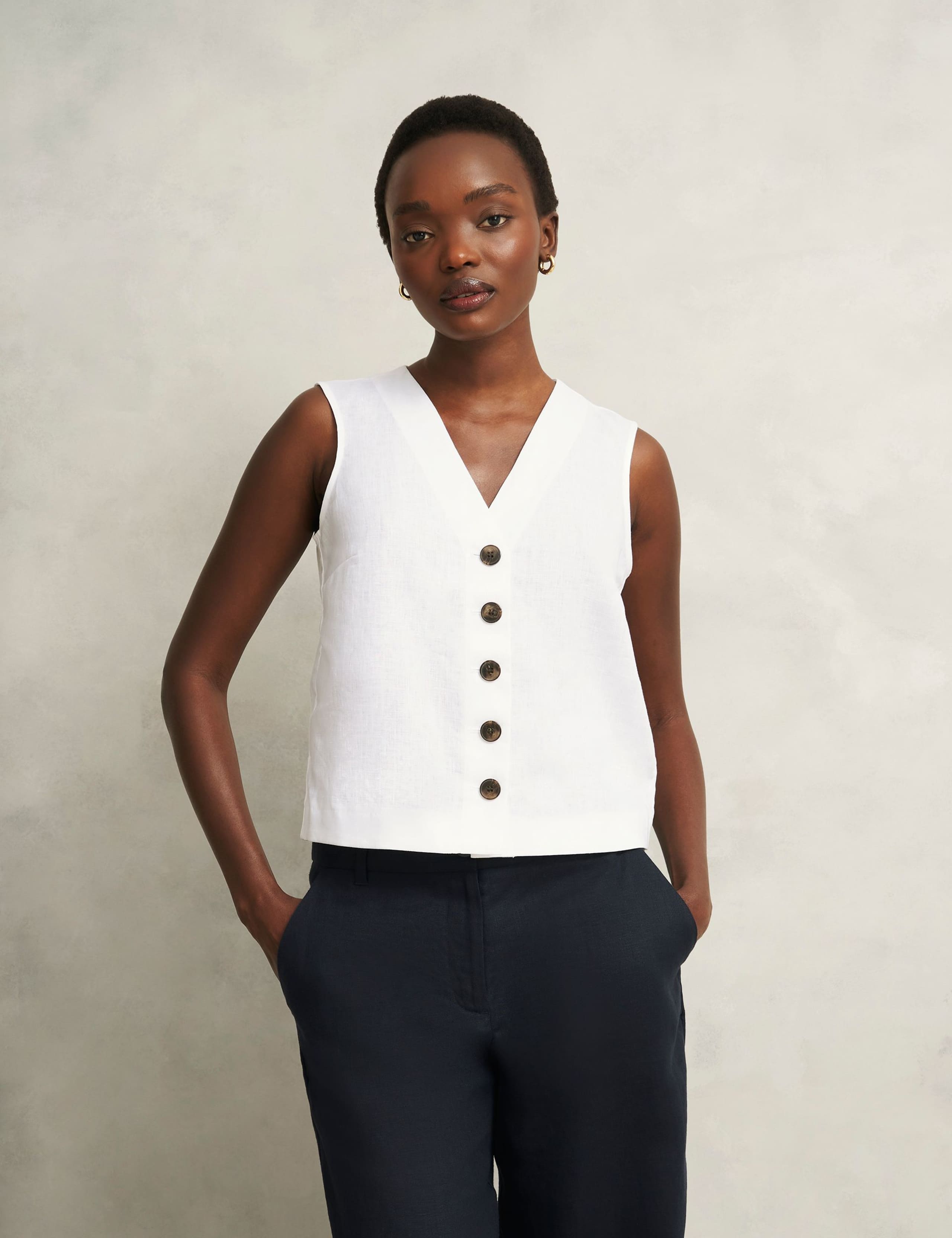 Pure Linen Button Through Waistcoat 6 of 6