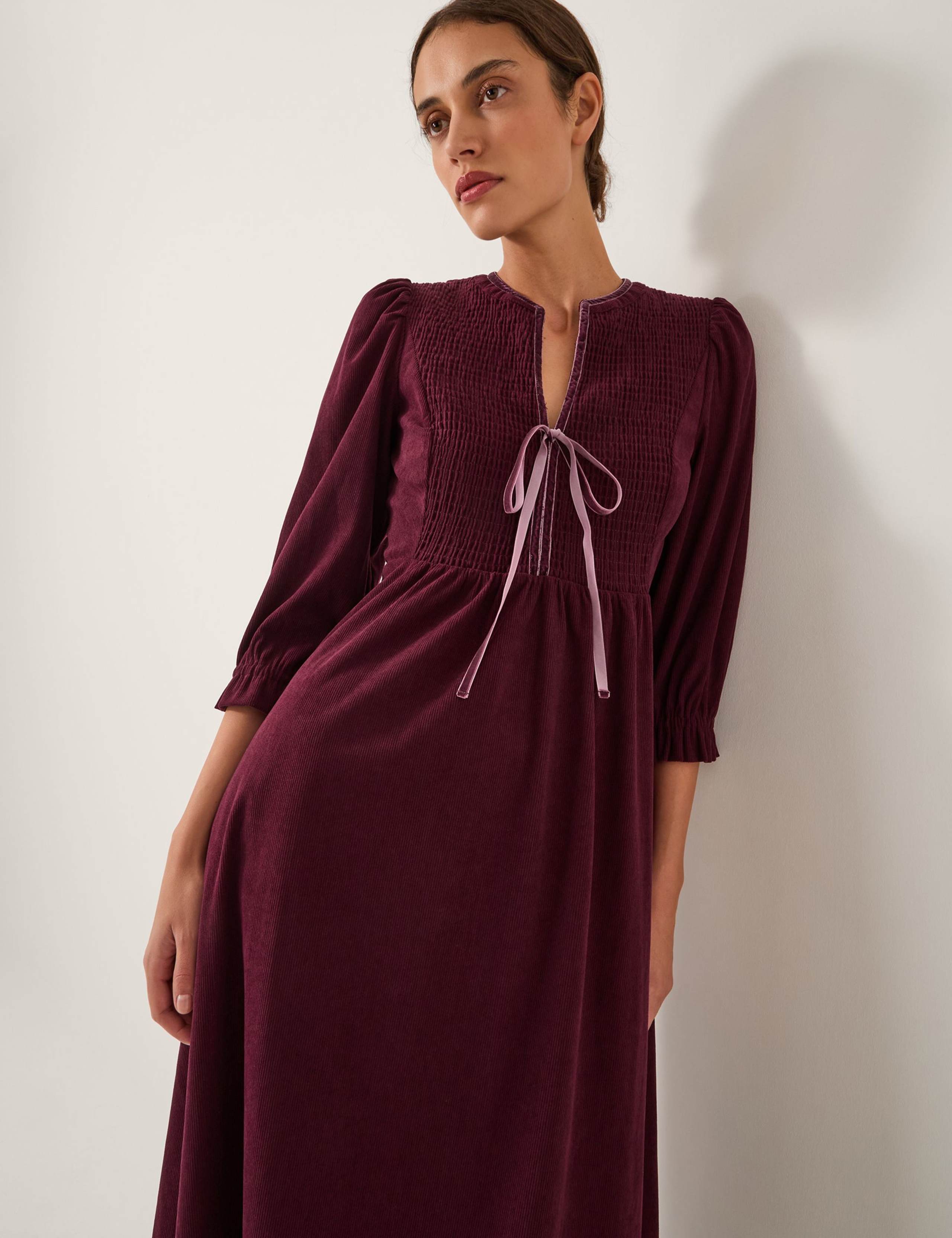 Corduroy Smocked Midi Dress 3 of 4