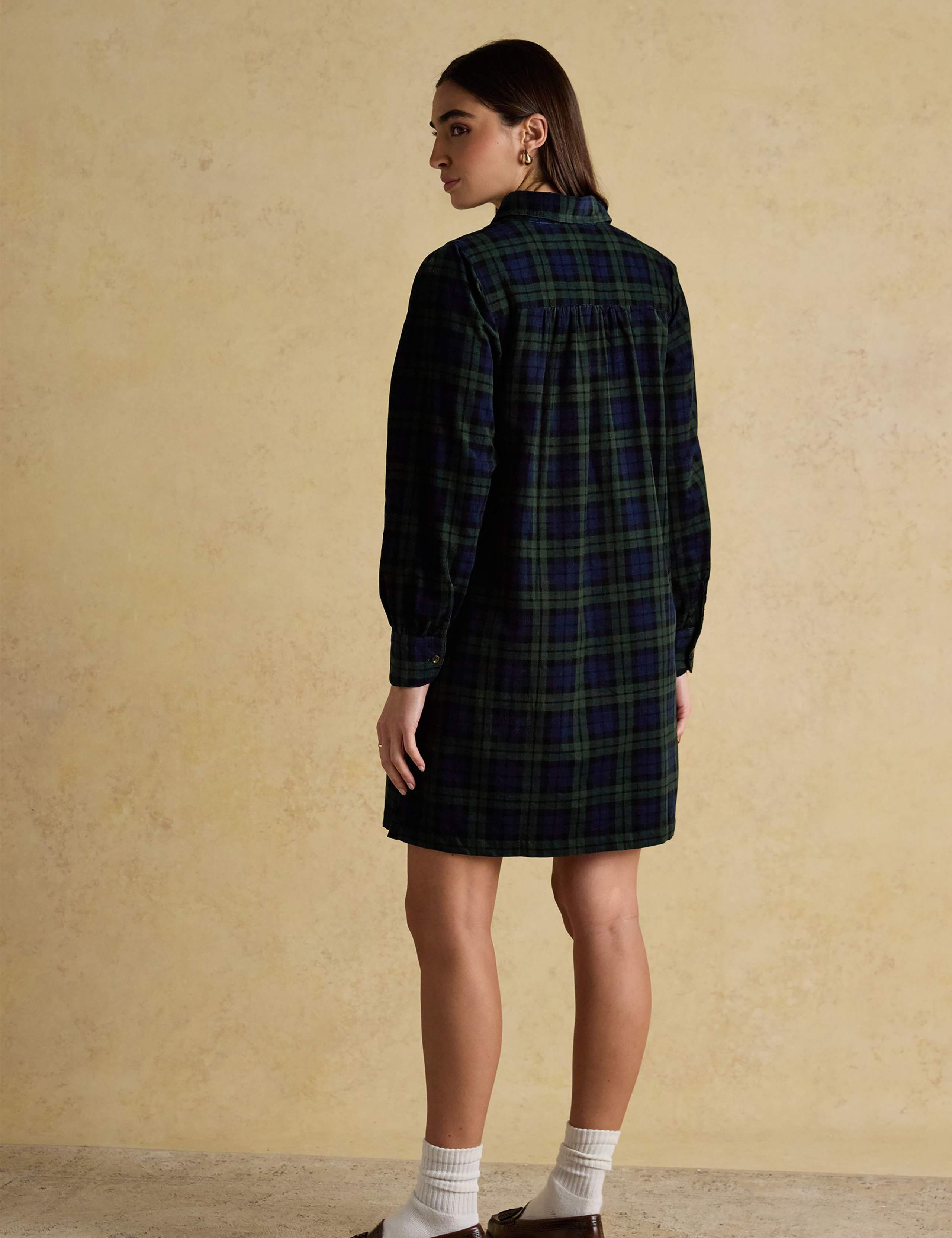 Pure Cotton Cord Checked Shirt Dress 4 of 6