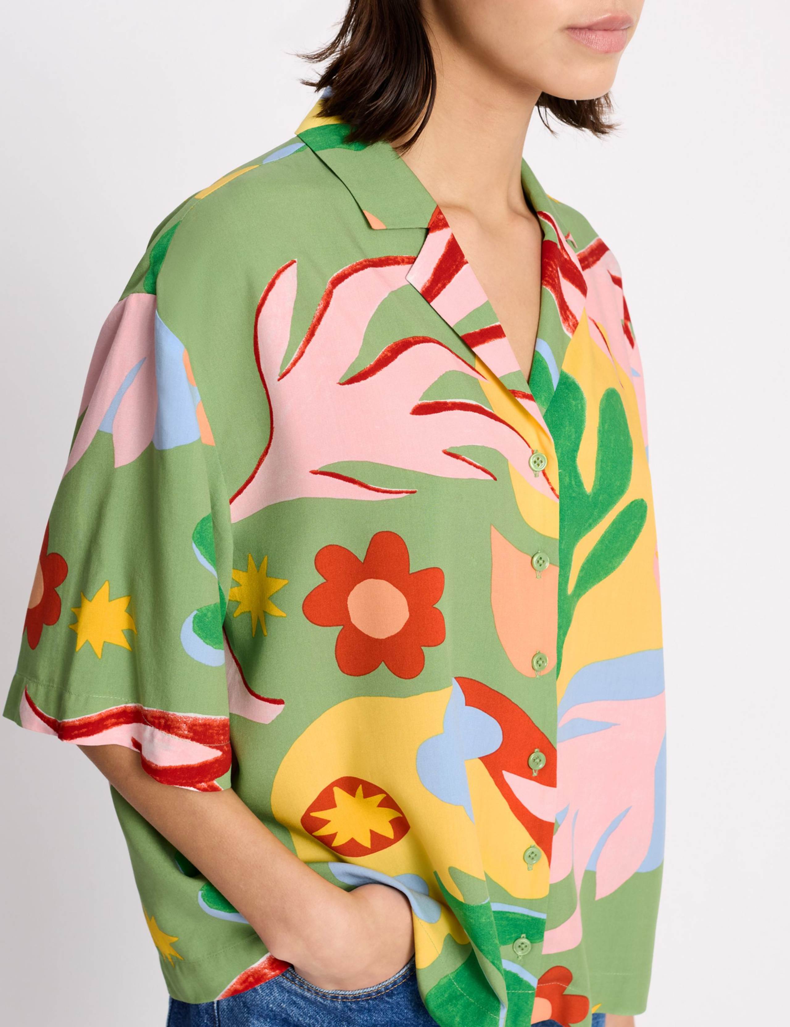 Tropical Print Collared Shirt 6 of 6